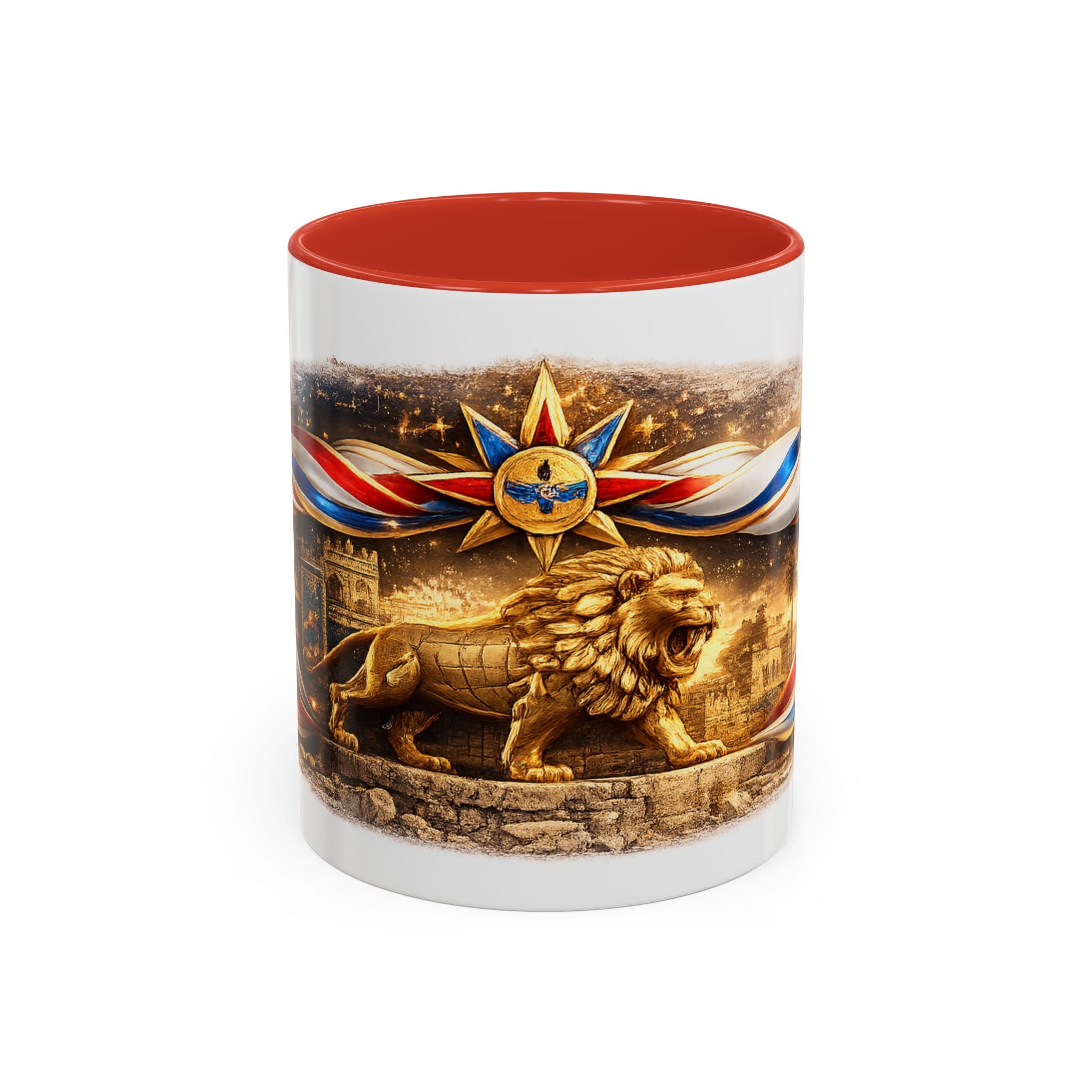 Golden Lion Emblem Accent Coffee Mug (11oz)