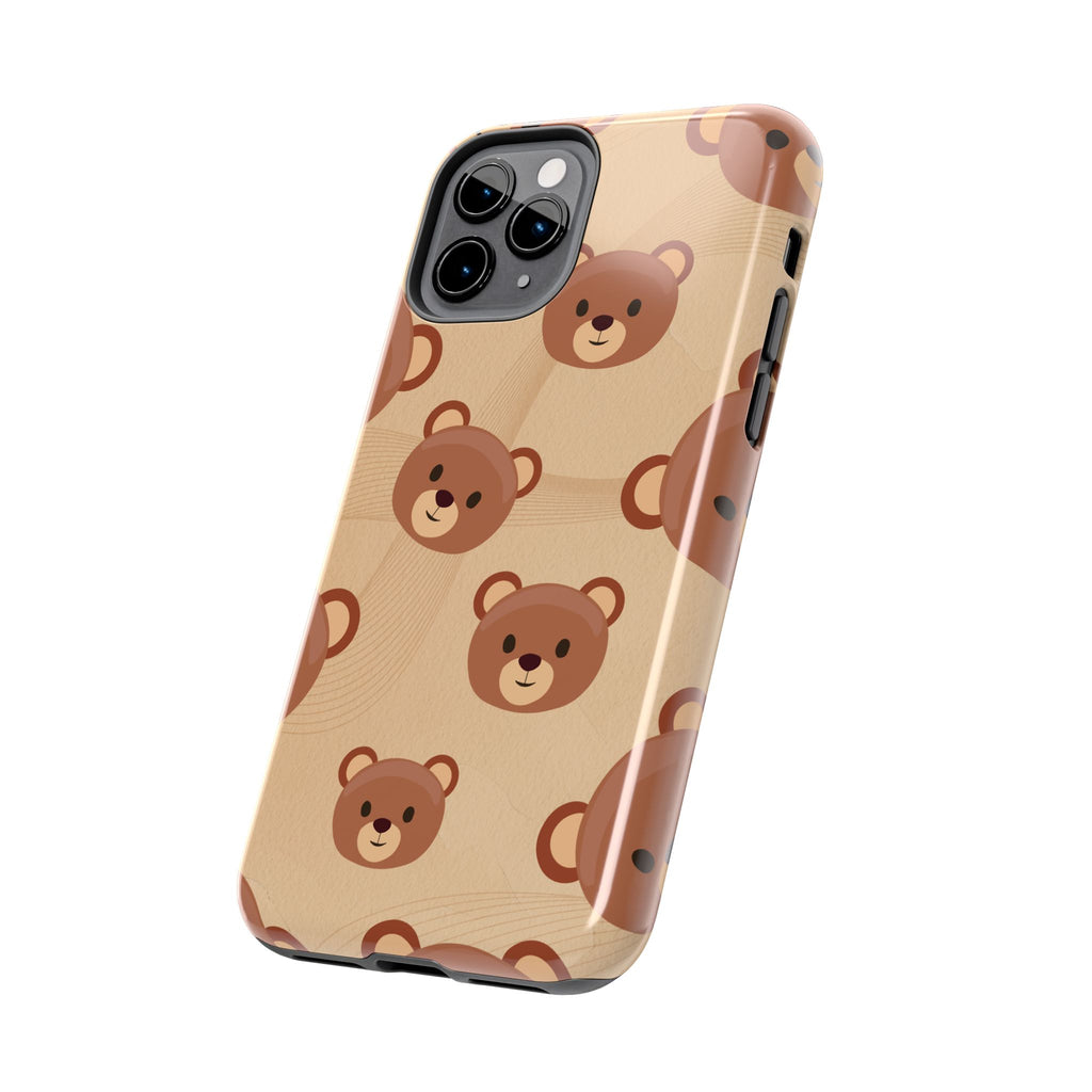 Bear Pattern Tough Phone Case — Cute Brown Bear Protective Phone Cover