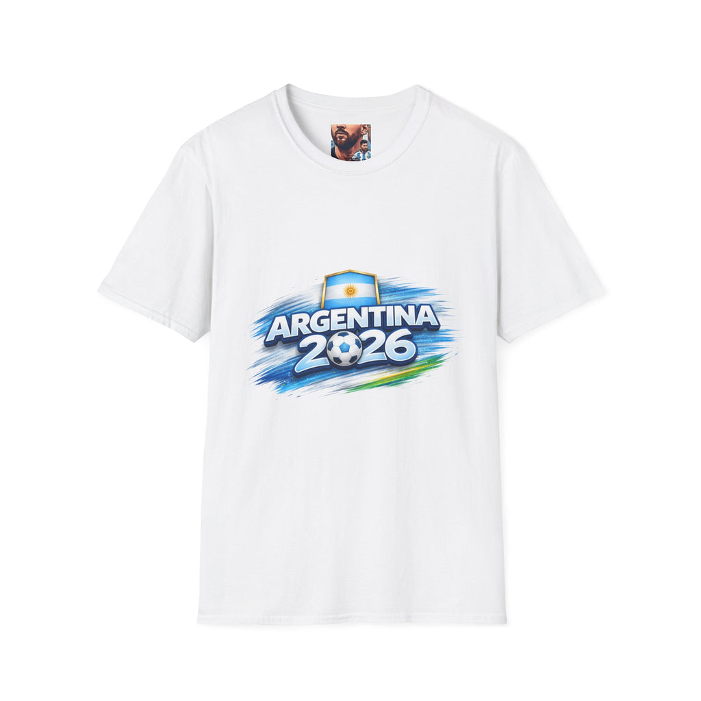 Argentina 2026 Soccer T-Shirt — Messi Portrait & National Team Graphic
