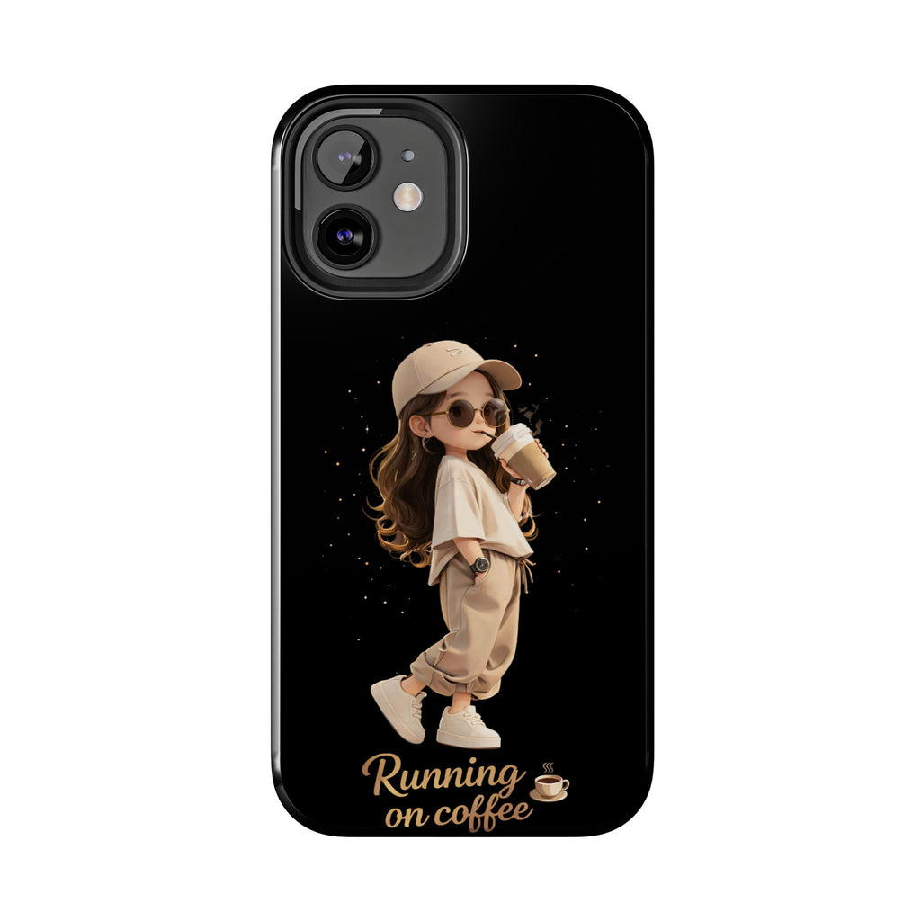 Phone Case — 'Running on Coffee' Cute Coffee Girl Protective Case