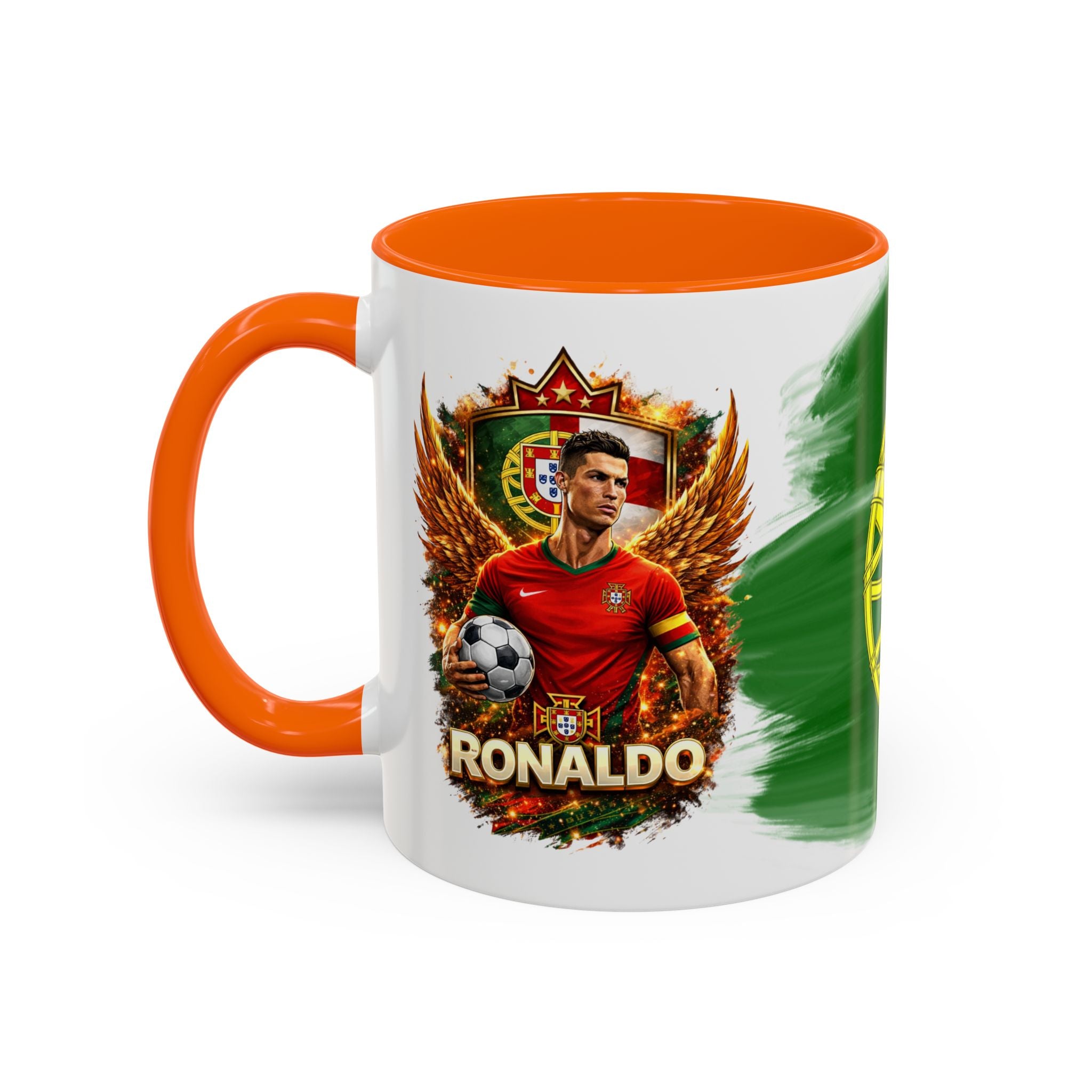 Portugal Flag Accent Coffee Mug — Painted Portuguese Crest Design (11/15oz)