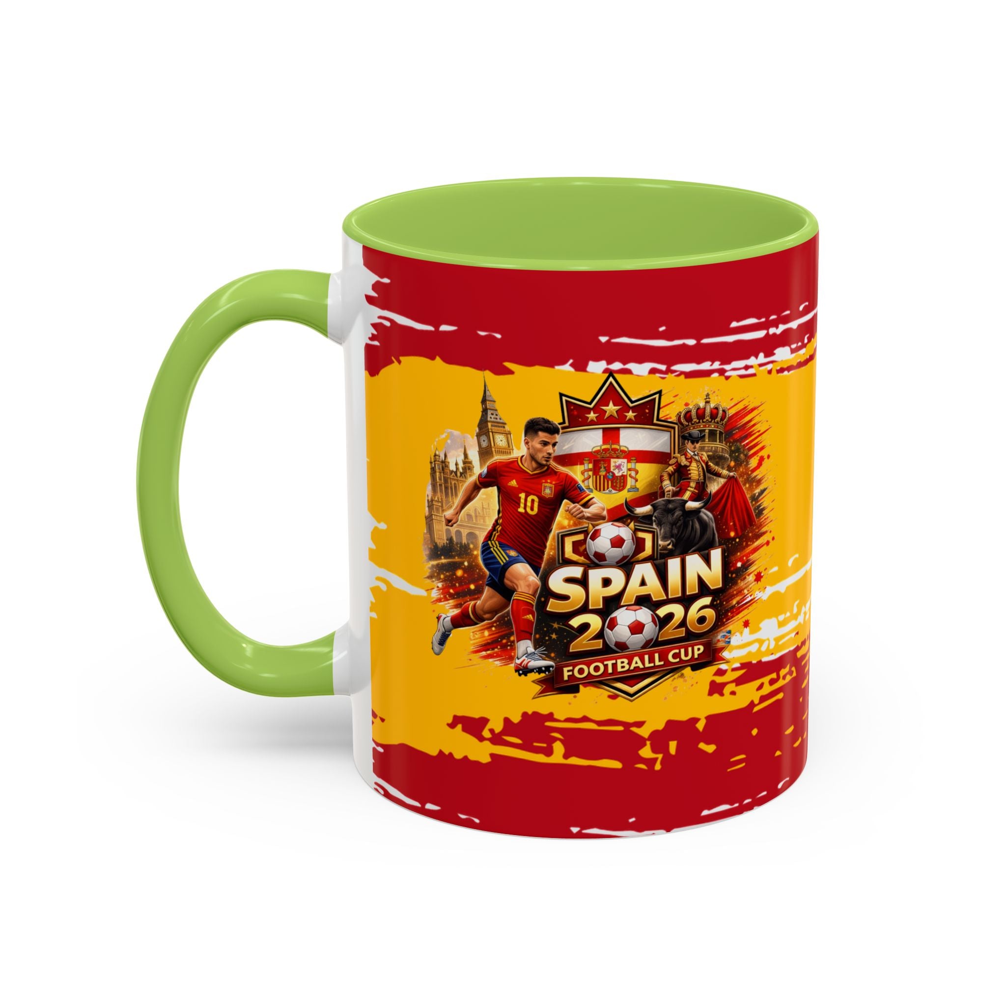 Spanish Flag Accent Coffee Mug – Bold Red & Gold Brushstroke Ceramic Mug