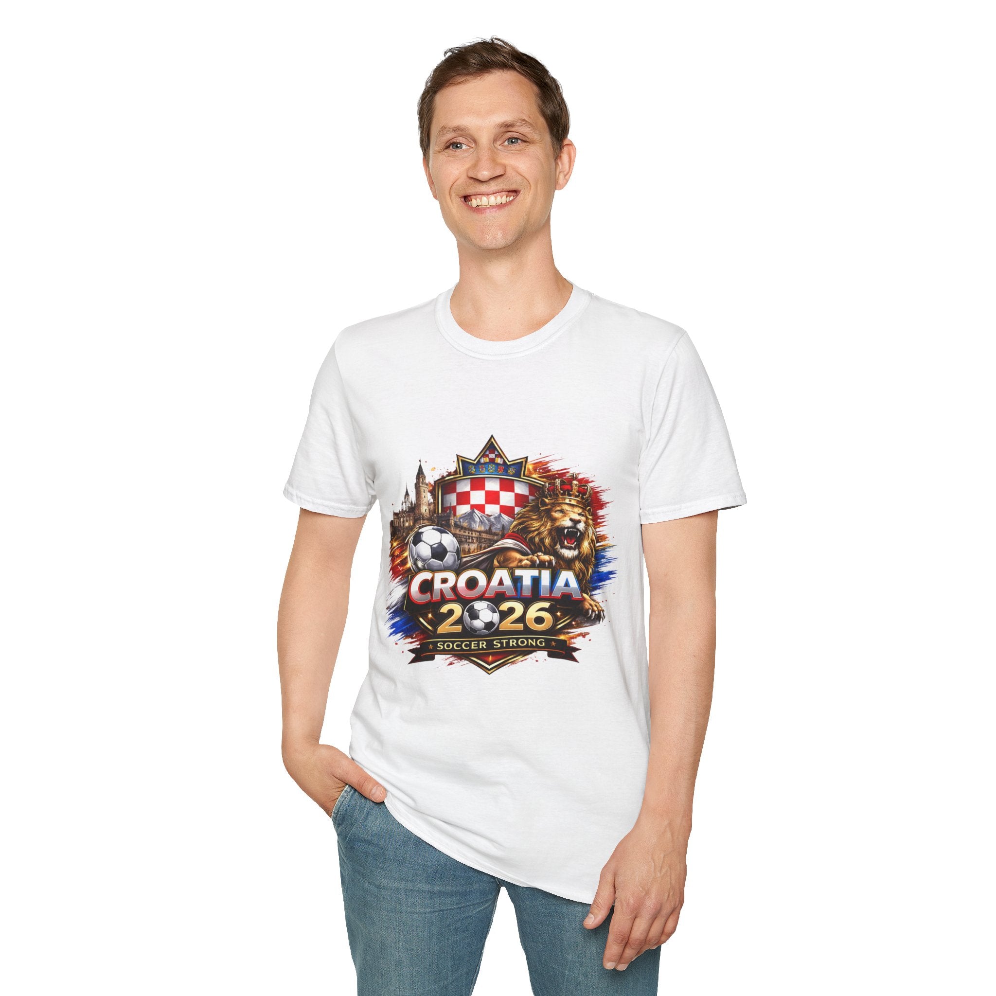Croatia Soccer T-Shirt 2026 — Croatian Crest, Map & Lion Football Fan Tee