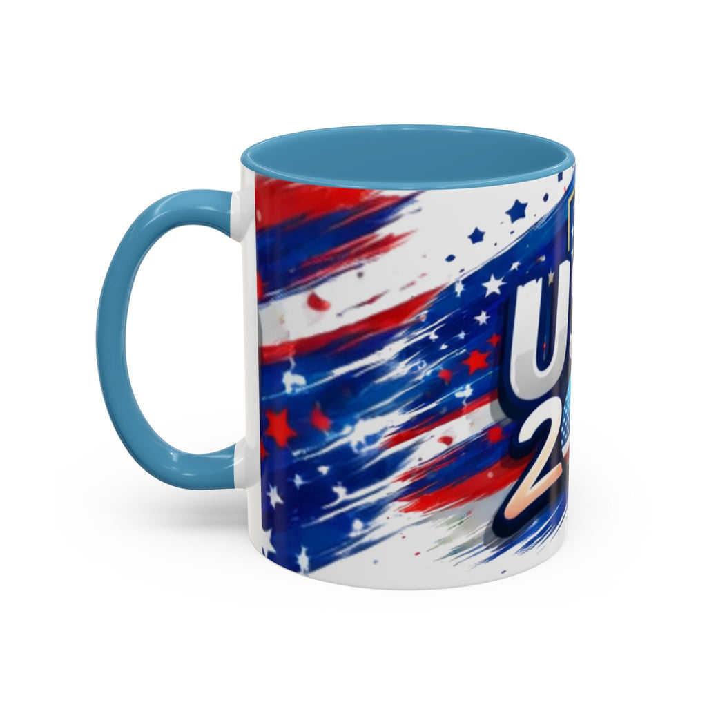 USA 2026 Flag Accent Coffee Mug — Patriotic Fourth of July Drinkware