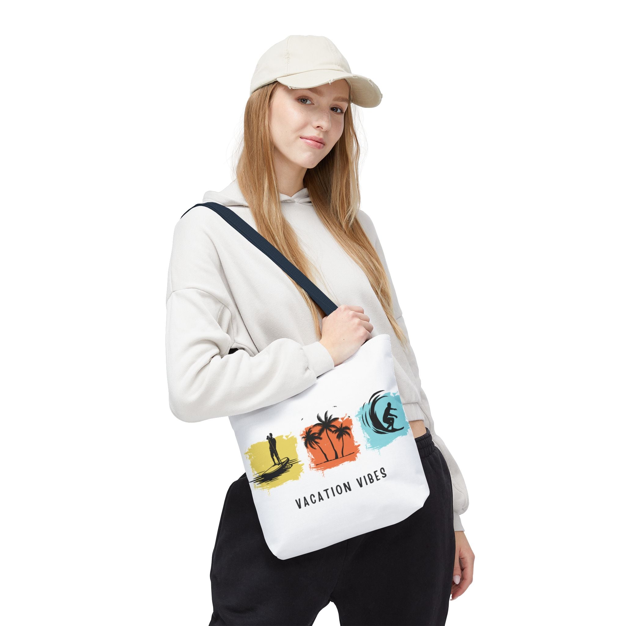 Vacation Vibes Tote Bag — Beach Palm Surf Graphic Tote