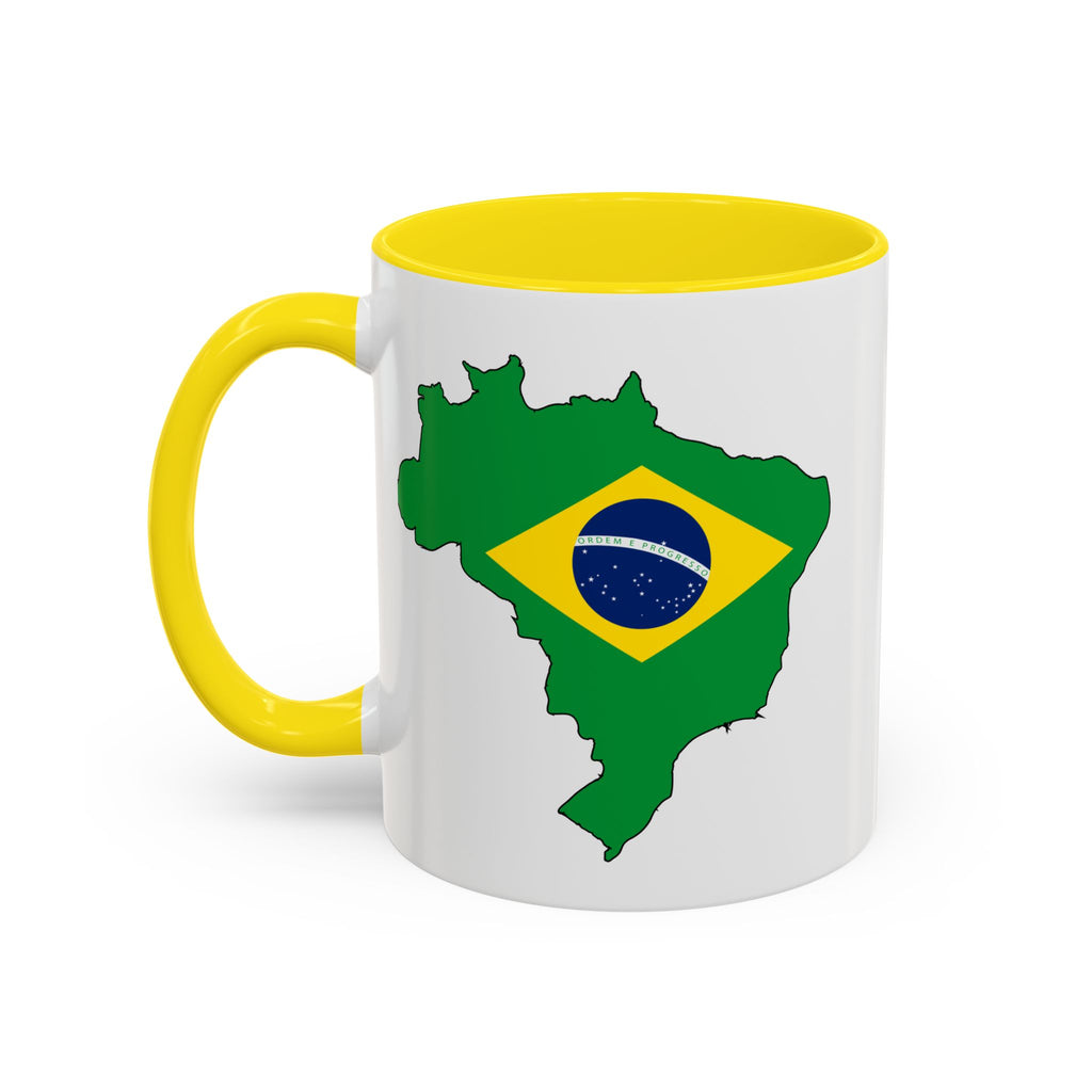 Brazil Map Coffee Mug — Brazilian Flag Accent 11/15oz