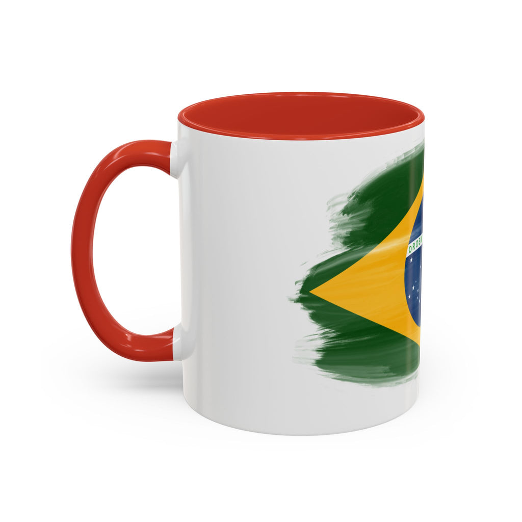 Brazil Flag Coffee Mug — Accent Ceramic Tea Cup (11/15 oz)