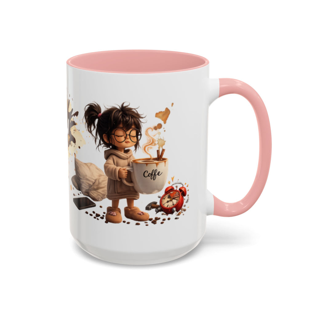 Cute Coffee Girl Accent Mug — Arabic Script Coffee Design (11/15oz)