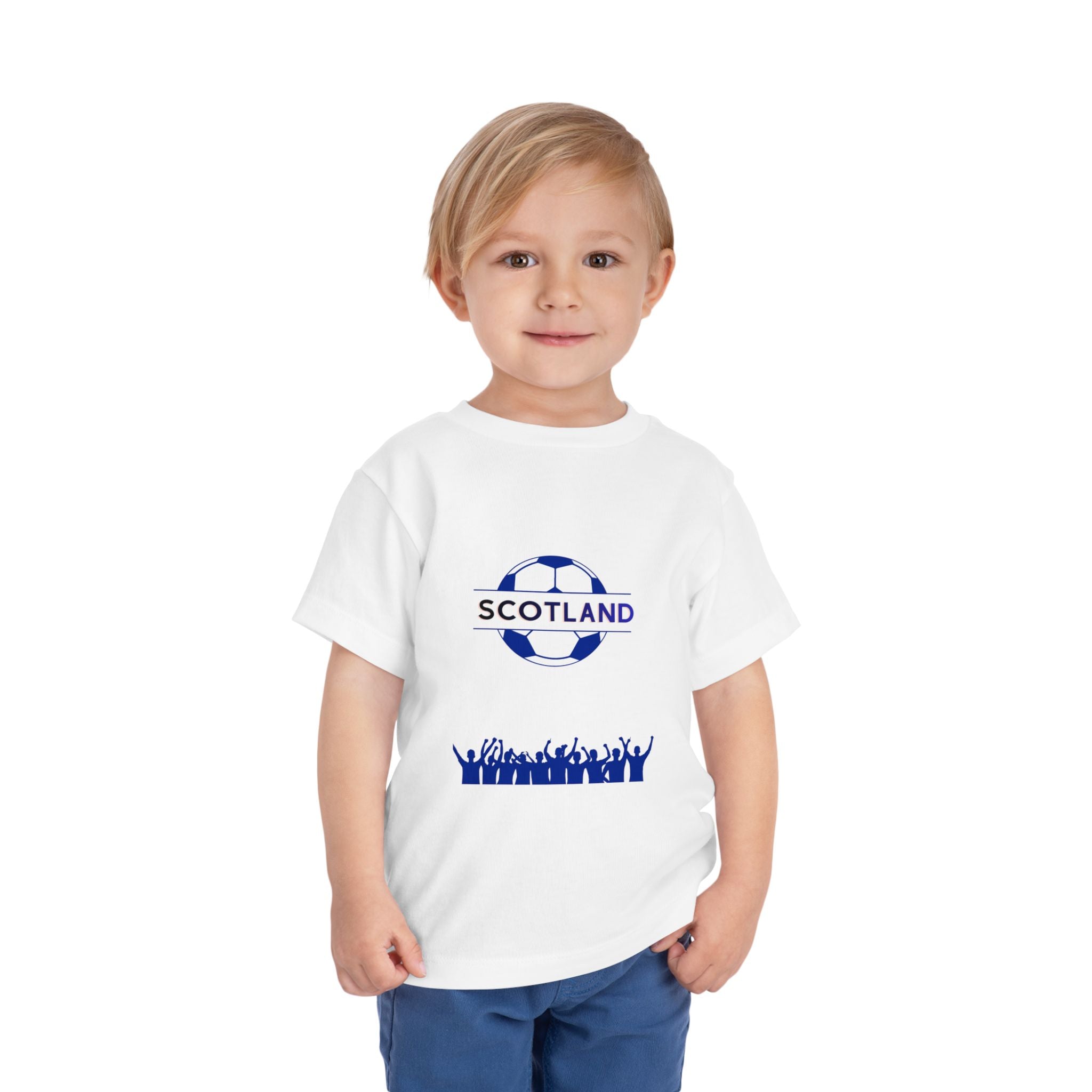 Scotland Toddler Soccer Tee — Blue Saltire Map & Fans