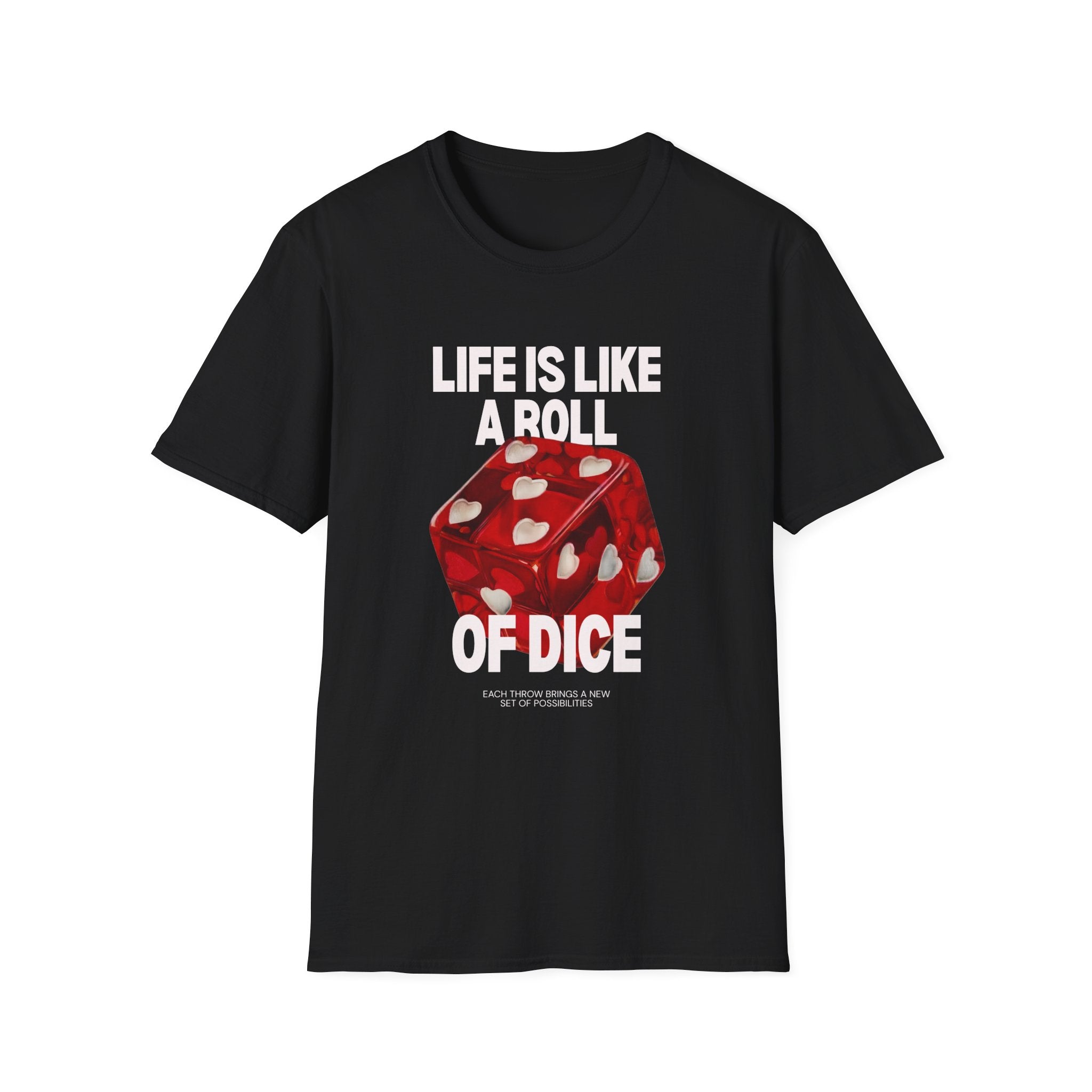 Dice T-Shirt — Red Heart Dice Graphic Tee (Love Dice Design)