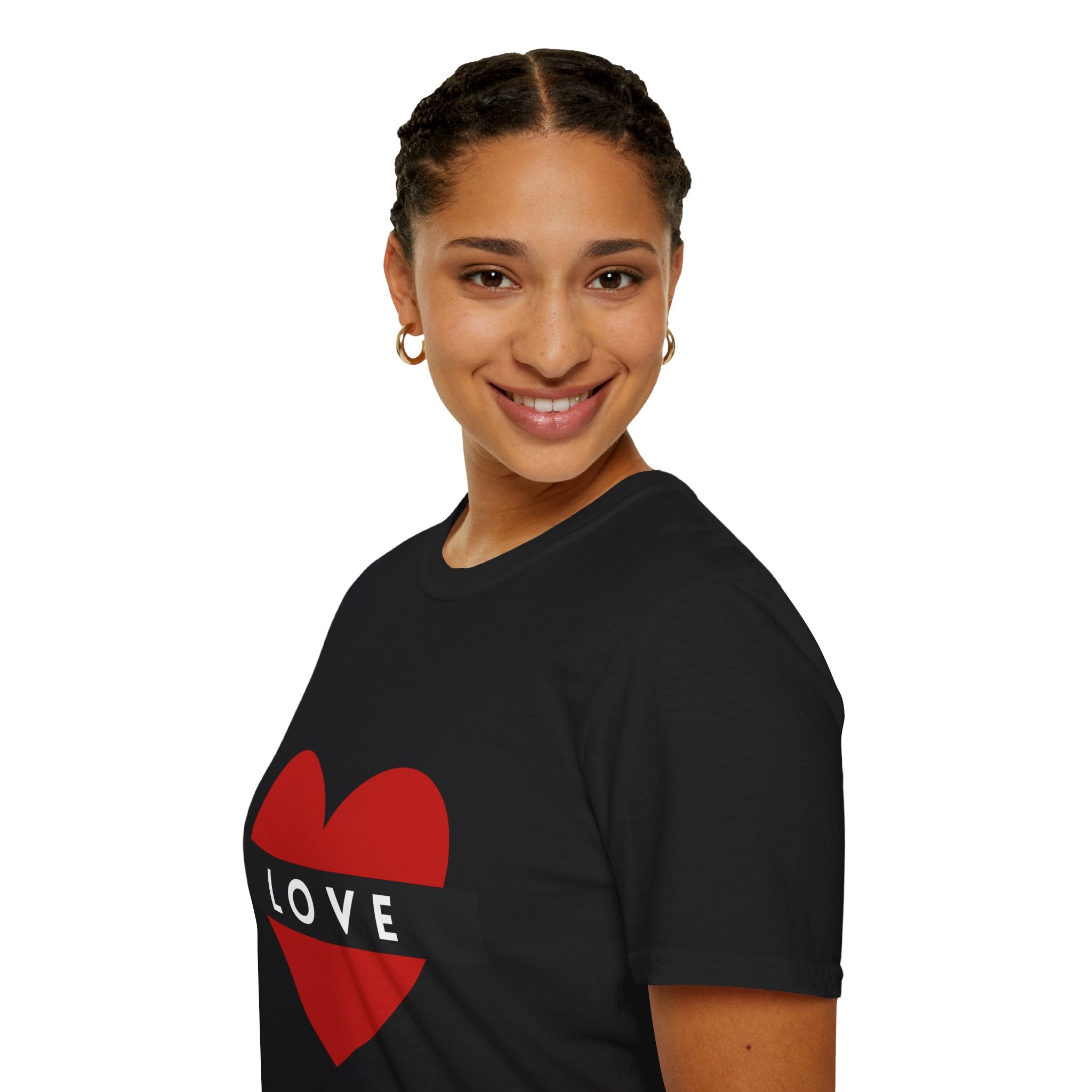 T-Shirt — Red Heart "LOVE" Graphic Tee