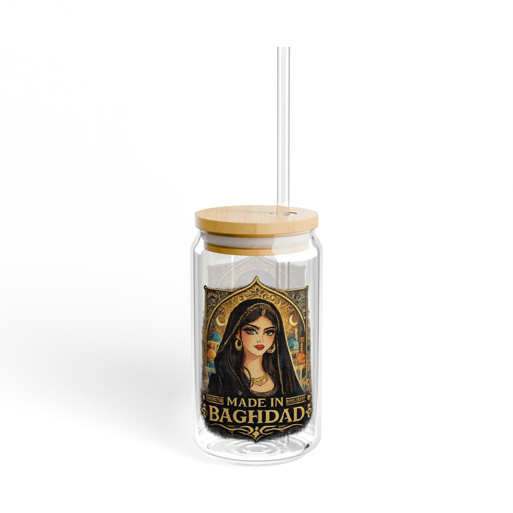 Made in Baghdad Sipper Glass - 16oz Glass Jar with Straw