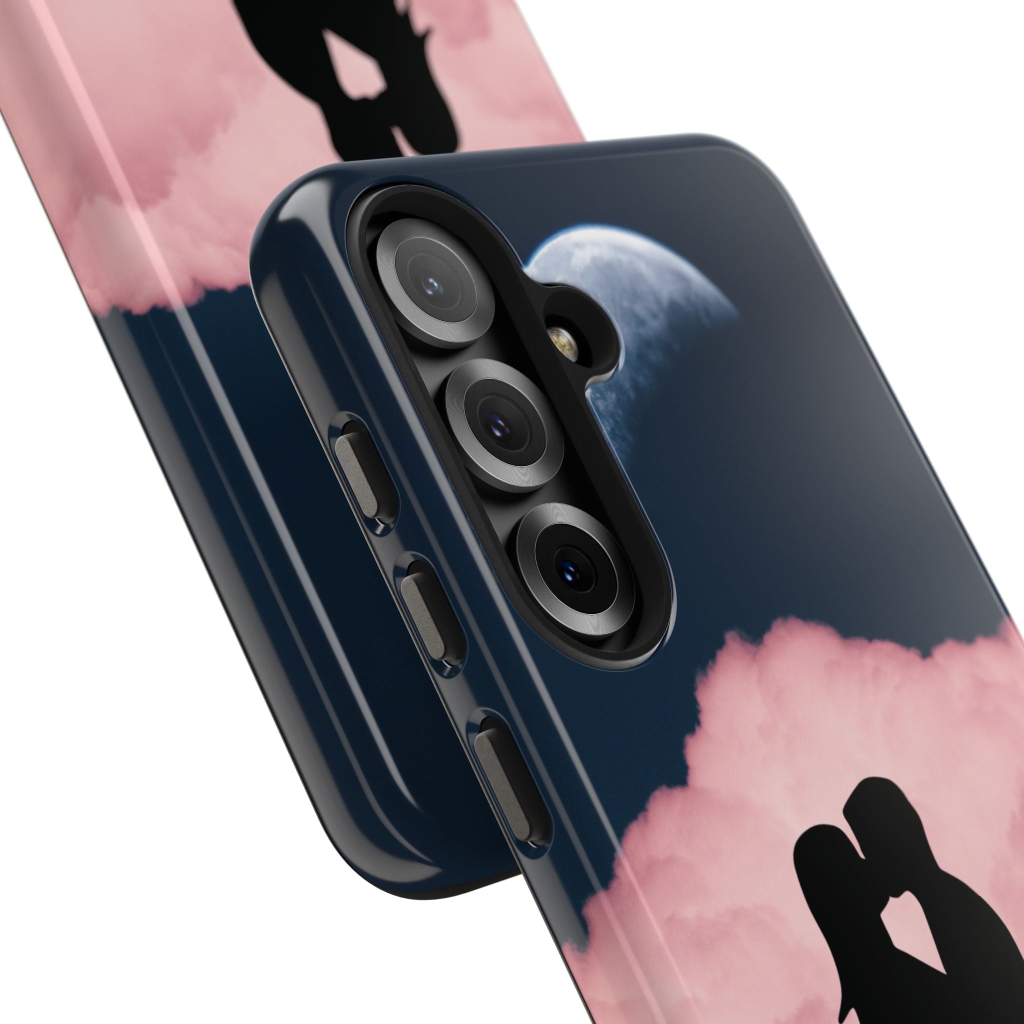 Tough Phone Case — Romantic Couple Silhouette with Moon & Pink Cloud