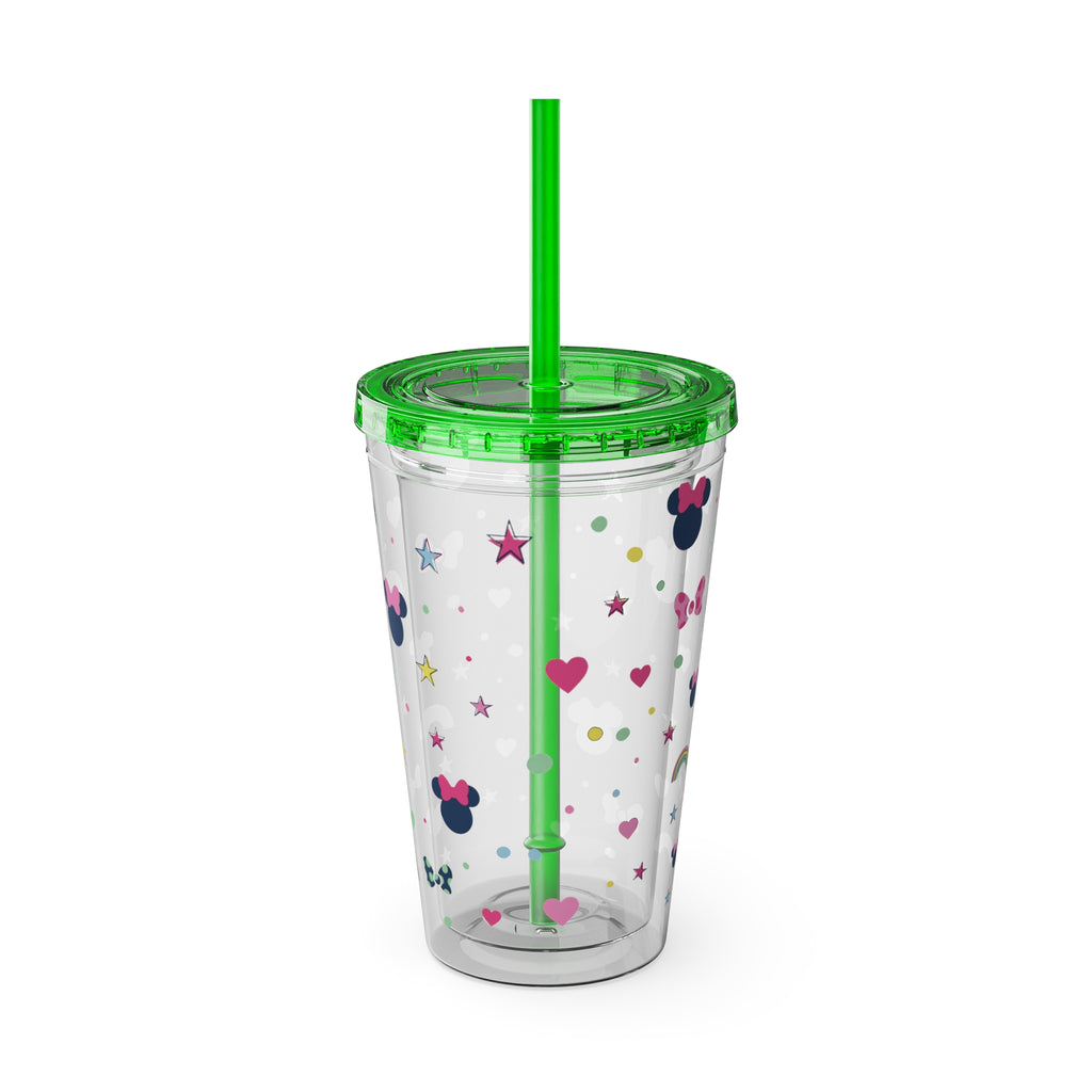 16oz Cute Mouse Icons Tumbler with Straw — Rainbows, Hearts & Stars Travel Cup