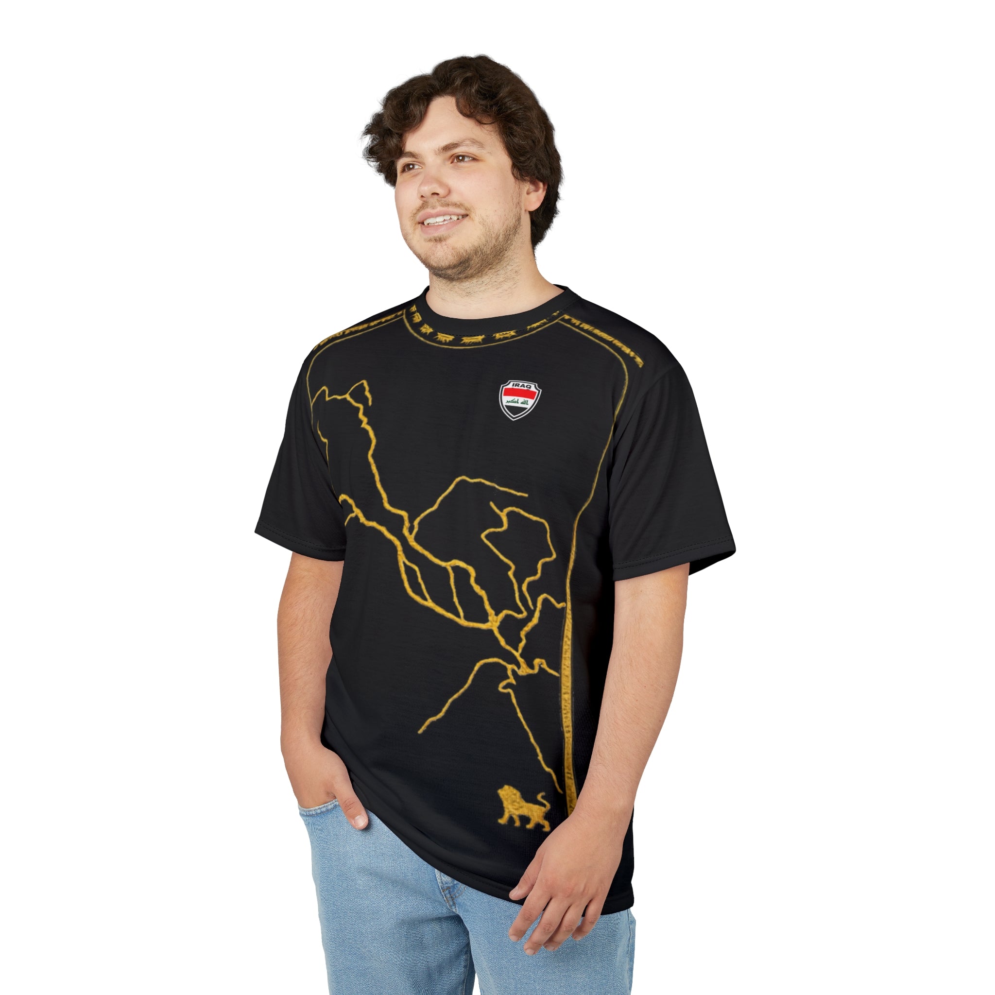 Iraq Black & Gold Lightning Graphic Tee — Bold Electric Design T-Shirt