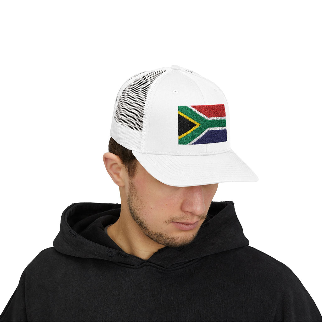 South African Flag Trucker Cap - Embroidered Snapback Mesh Hat