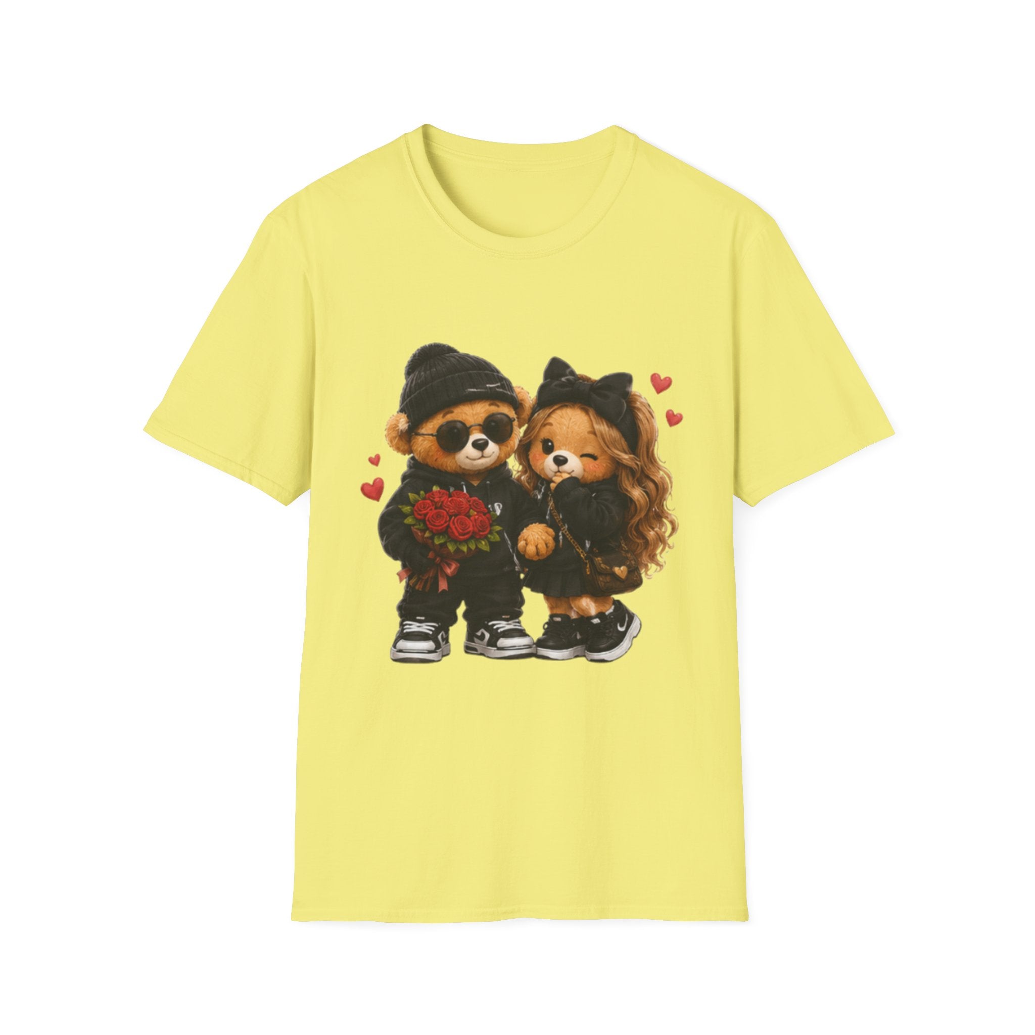Cute Couple Bears unisex T-Shirt - Romantic Valentine’s Day Graphic Tee with Teddy Pair Holding Roses