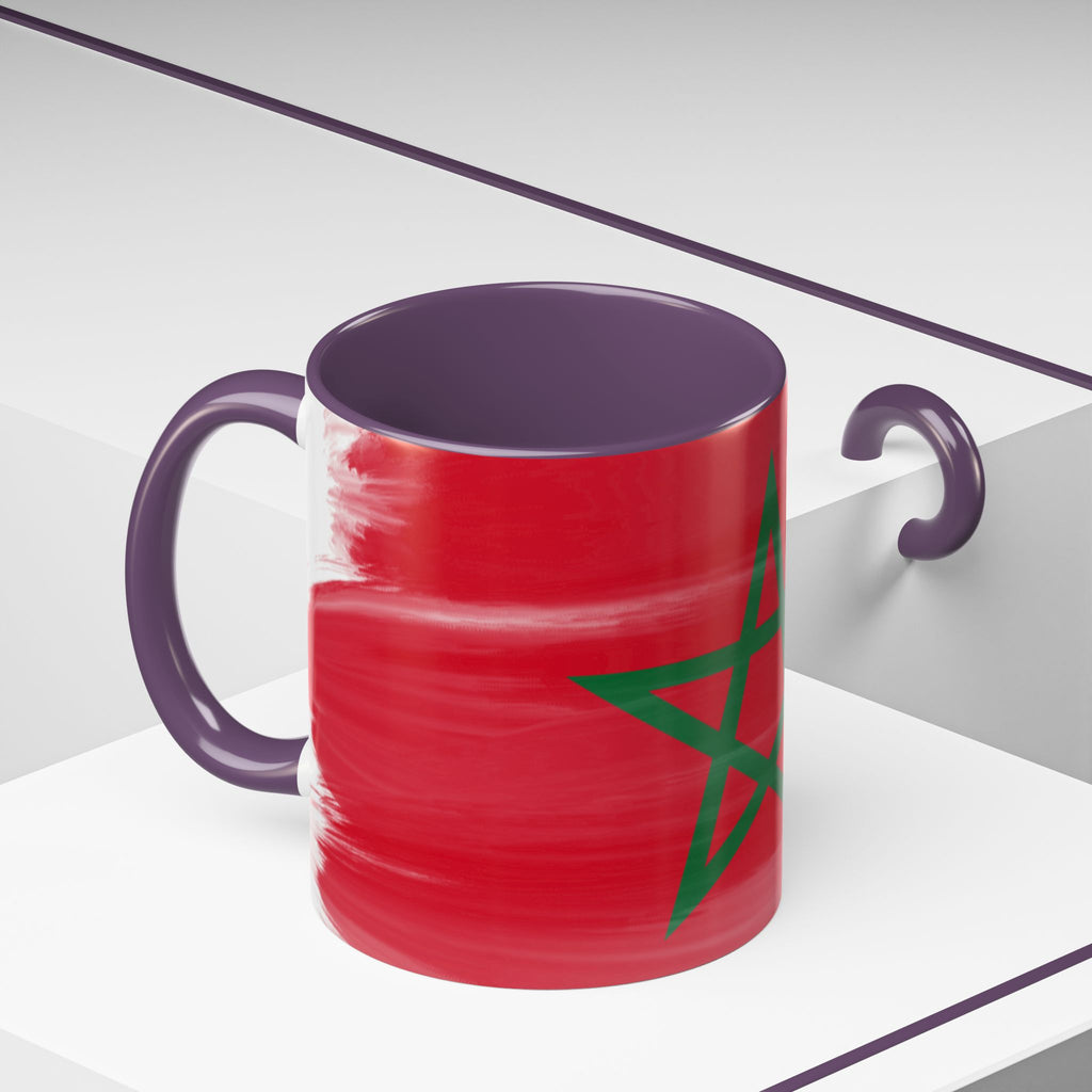 Morocco Flag Accent Coffee Mug — Red & Green Moroccan Star Design (11/15oz)