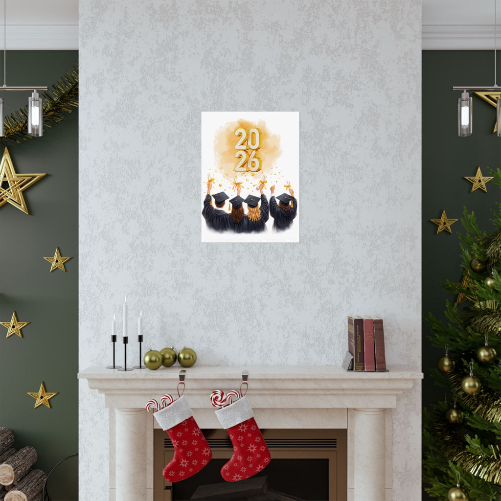 2026 Graduation Poster — Class of 2026 Cap Toss Matte Vertical Print