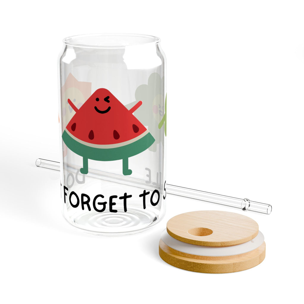 16oz Sipper Glass – Cute Water Tracker with 'Don't Forget to Sip' Design
