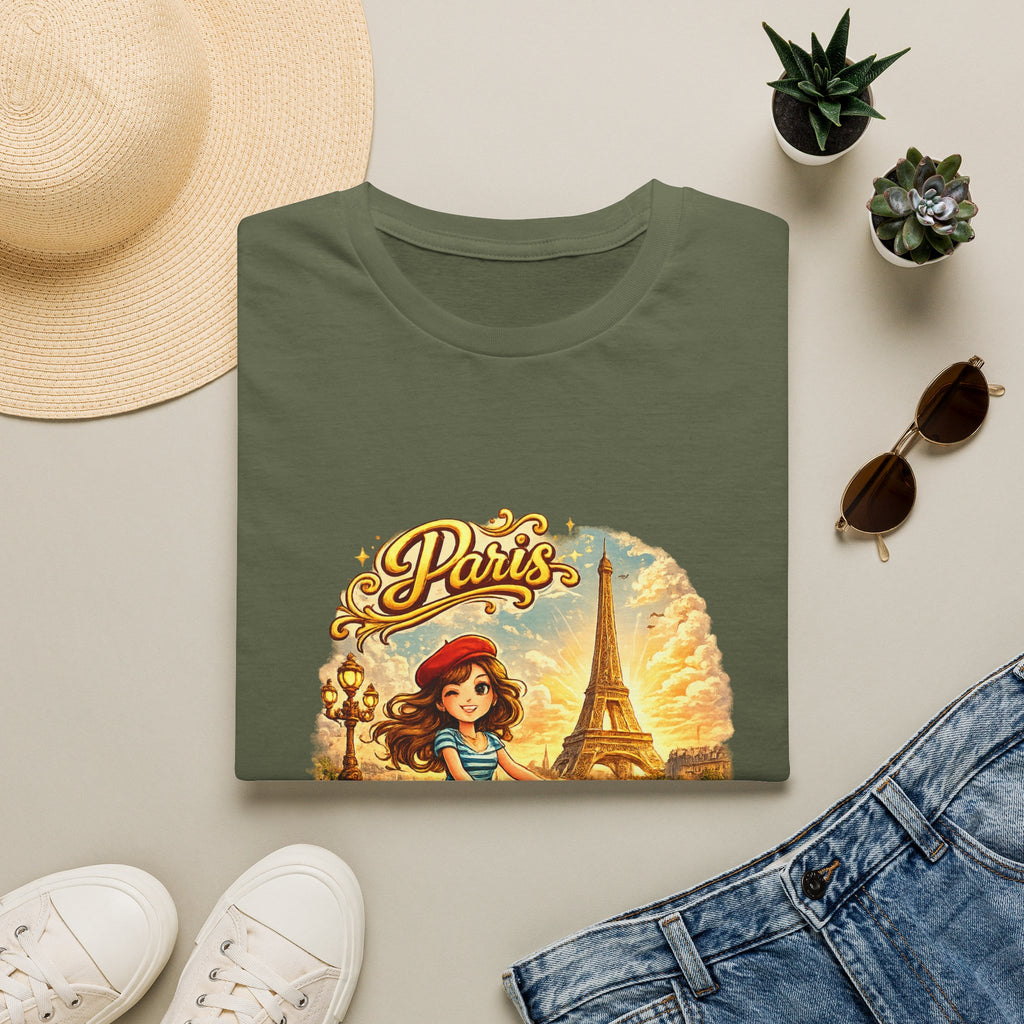 Paris Retro Bicycle T-Shirt — Vintage Eiffel Tower Travel Tee
