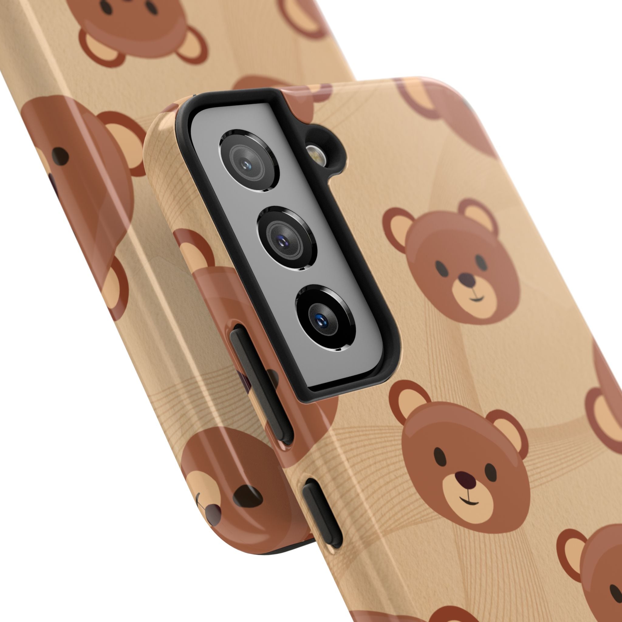 Bear Pattern Tough Phone Case — Cute Brown Bear Protective Phone Cover