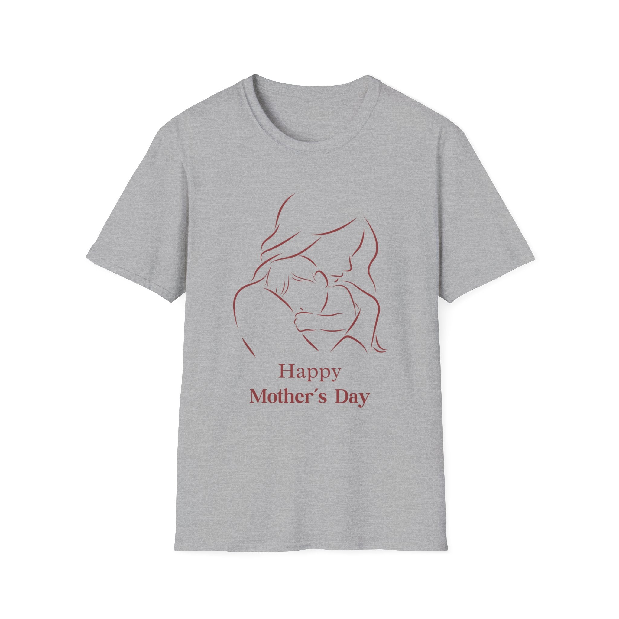 Mother's Day T-Shirt — Minimal Mom and Baby Line Art with "Happy Mother's Day"