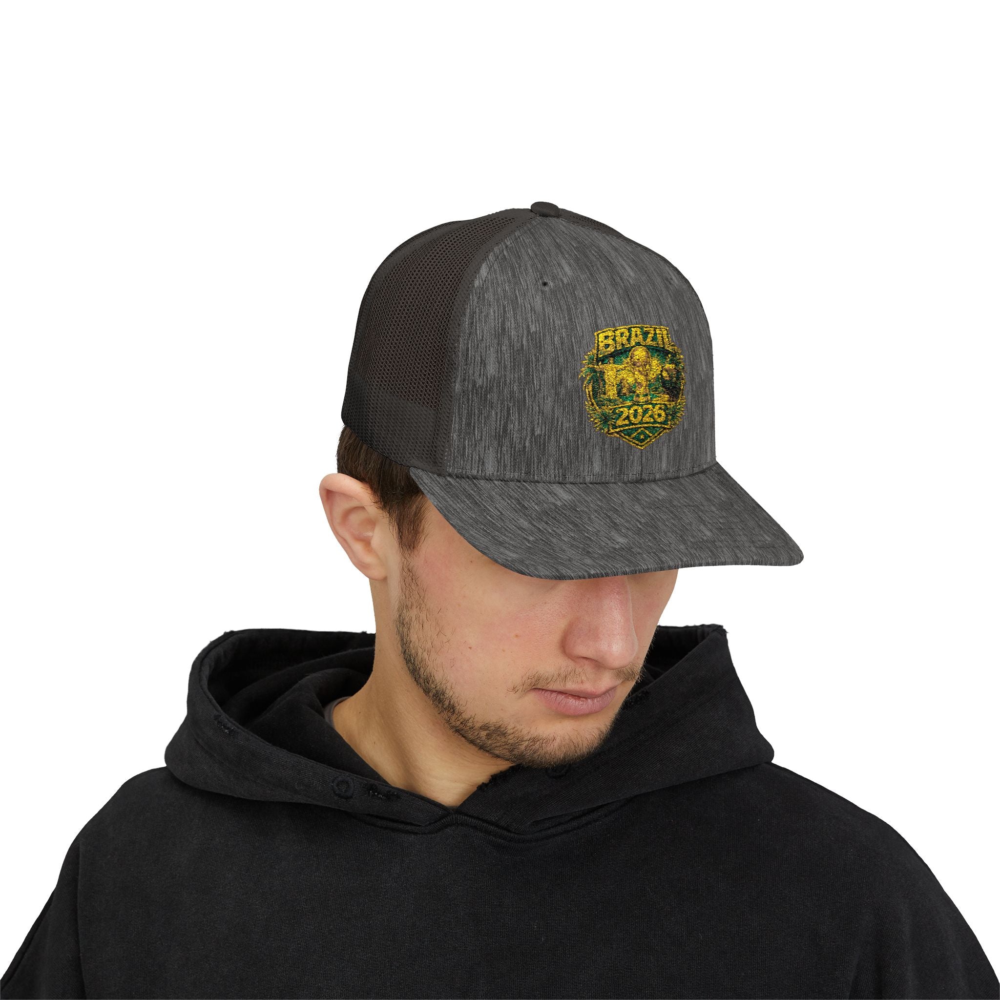 Brazil  Vintage Patch Trucker Cap — Rustic 2026 Crest Snapback
