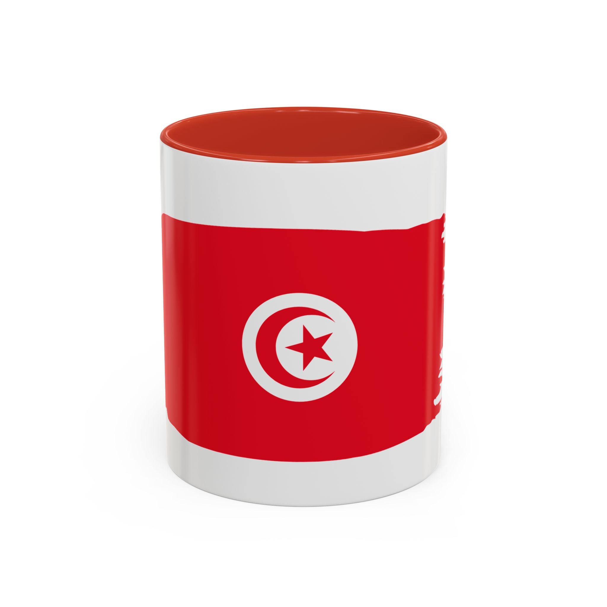 Tunisia Flag Accent Coffee Mug – Red Brushstroke Design (11/15oz)