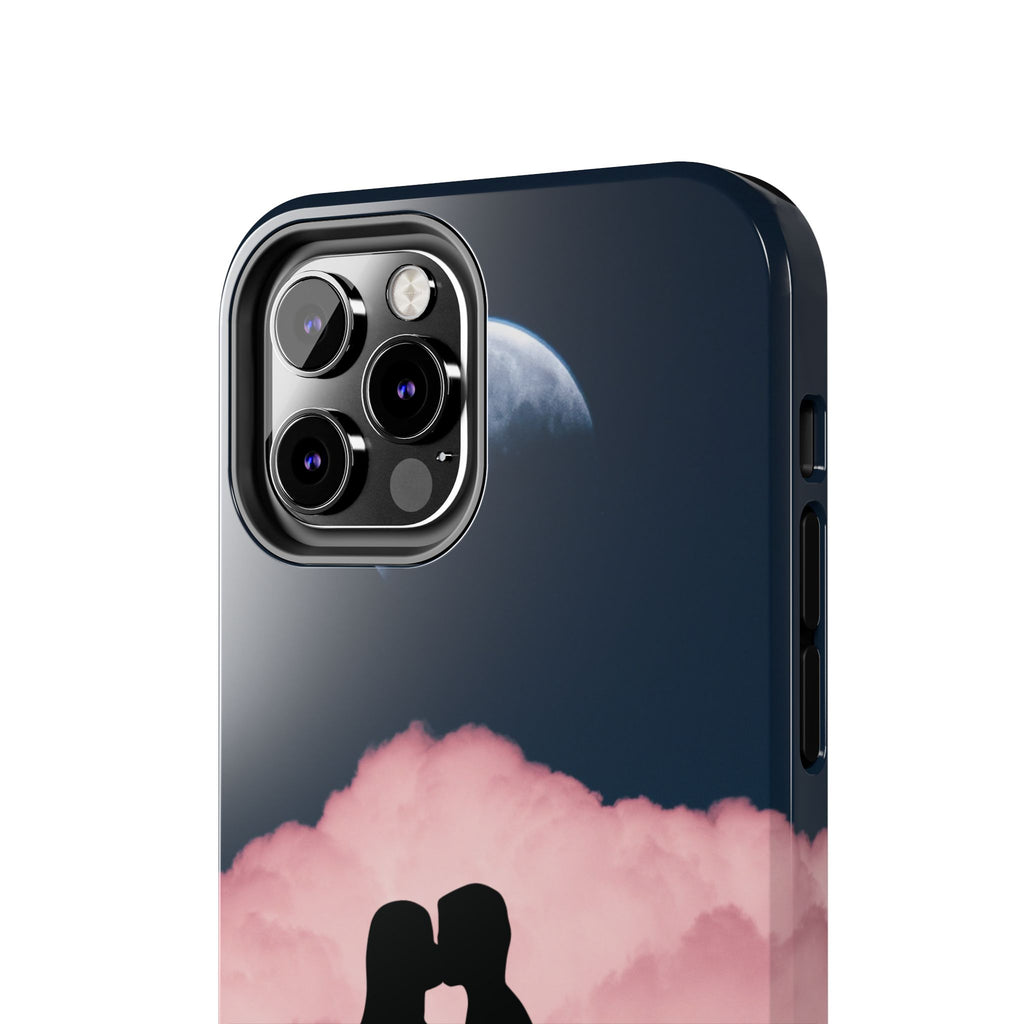 Tough Phone Case — Romantic Couple Silhouette with Moon & Pink Cloud