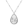 Love You Mom Oval Necklace — Engraved Teardrop Pendant for Mother’s Day