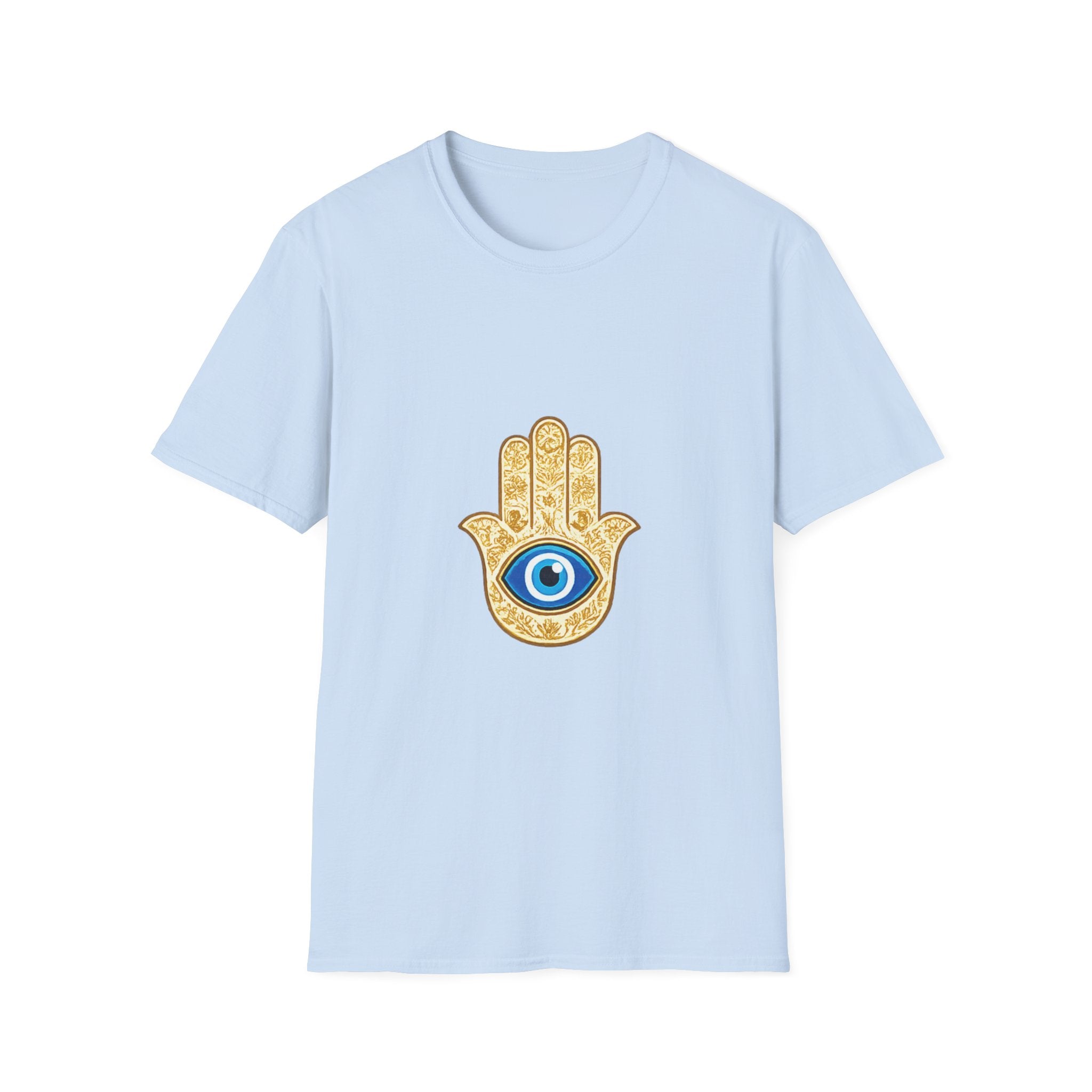 Hamsa Hand T-Shirt with Blue Evil Eye — Protective Spiritual Symbol Tee