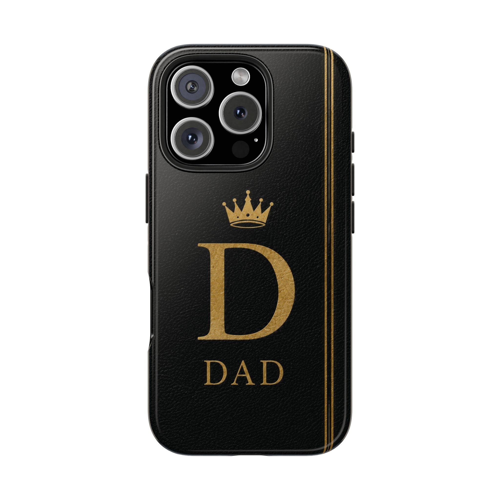 Dad Monogram Tough Phone Case — Black Gold Crown Initial