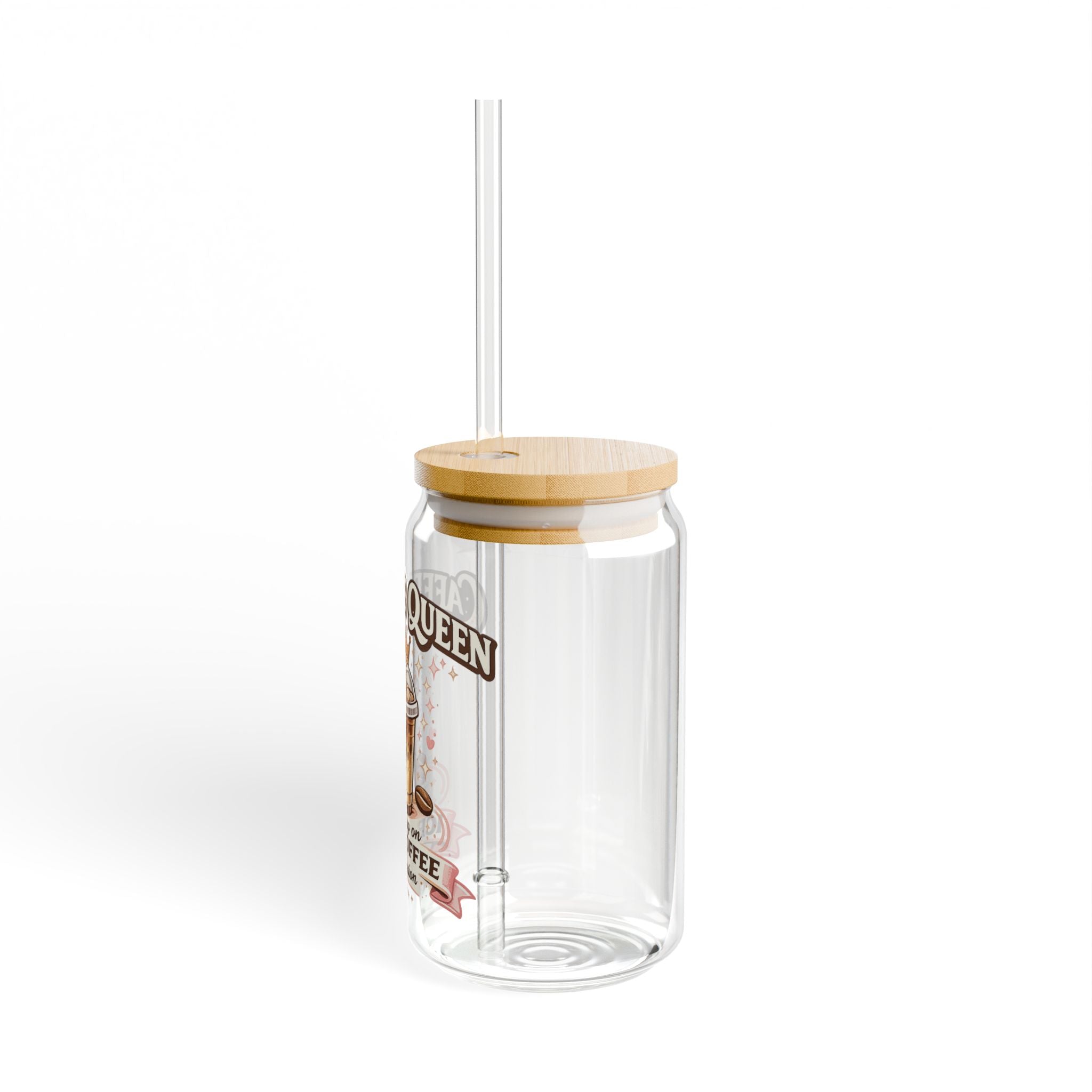 Caffeine Queen iced coffee illustration Sipper Glass | 16oz