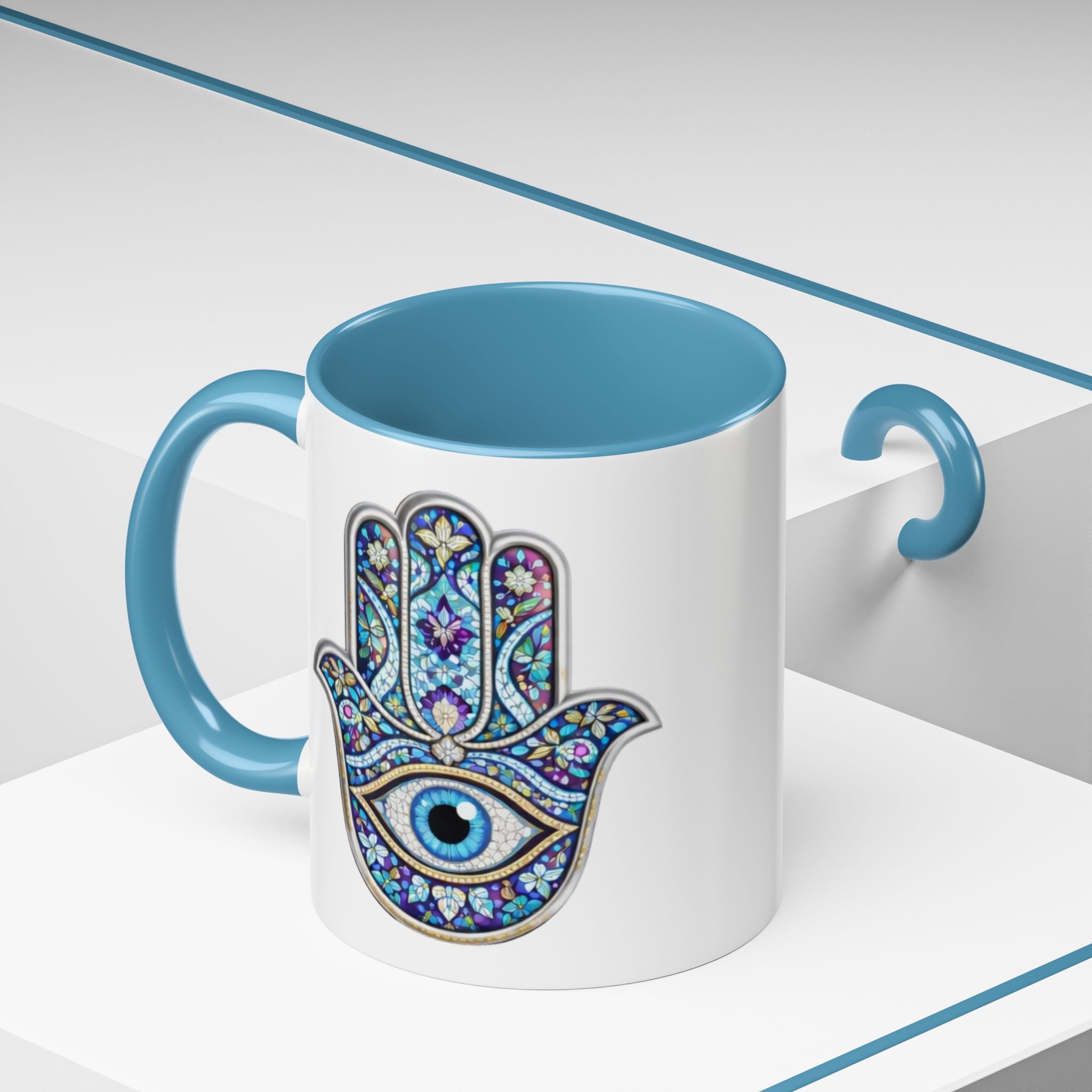 Hamsa Eye Accent Coffee Mug