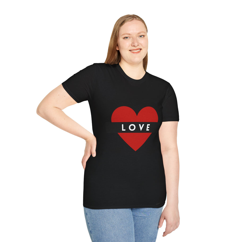 T-Shirt — Red Heart "LOVE" Graphic Tee