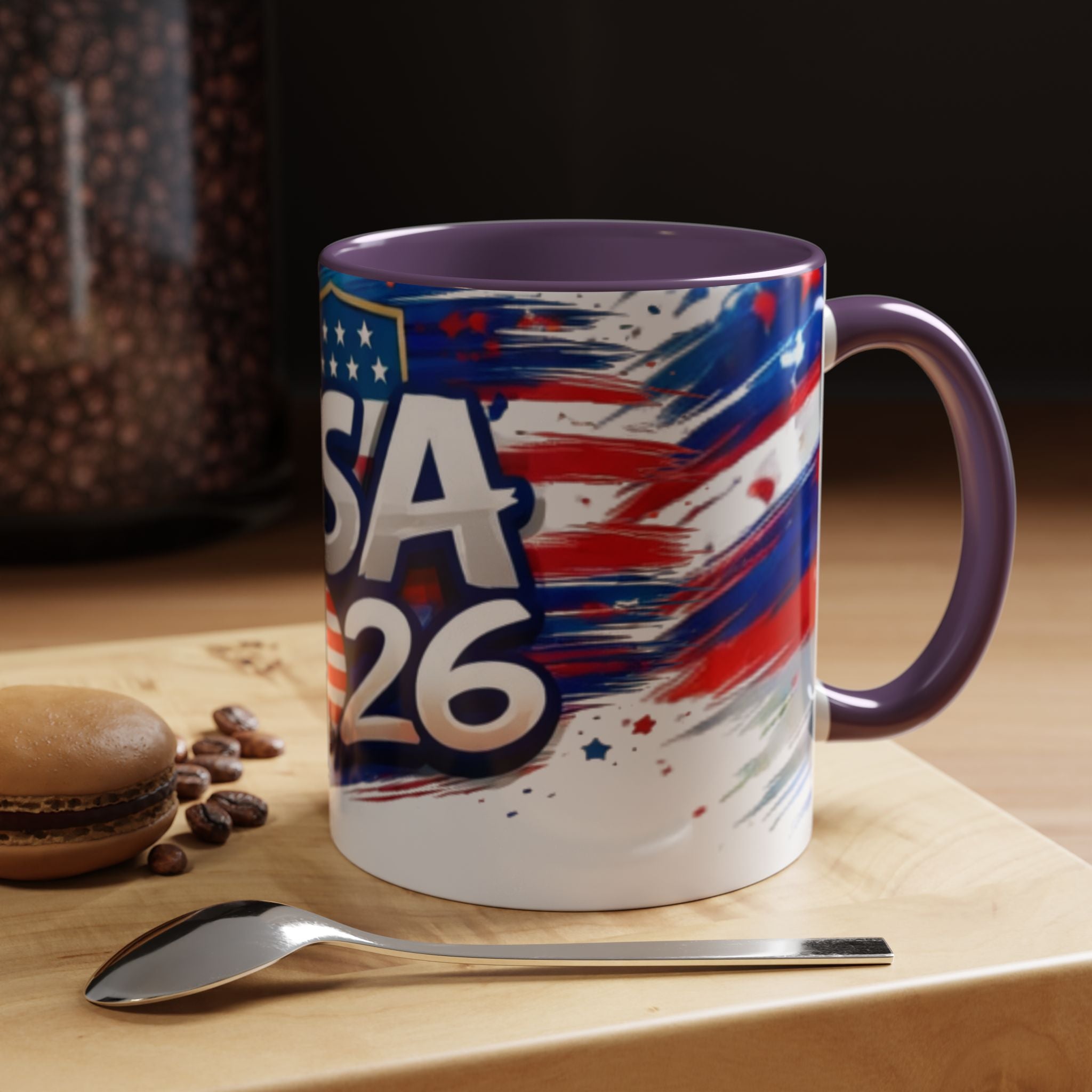 USA 2026 Flag Accent Coffee Mug — Patriotic Fourth of July Drinkware