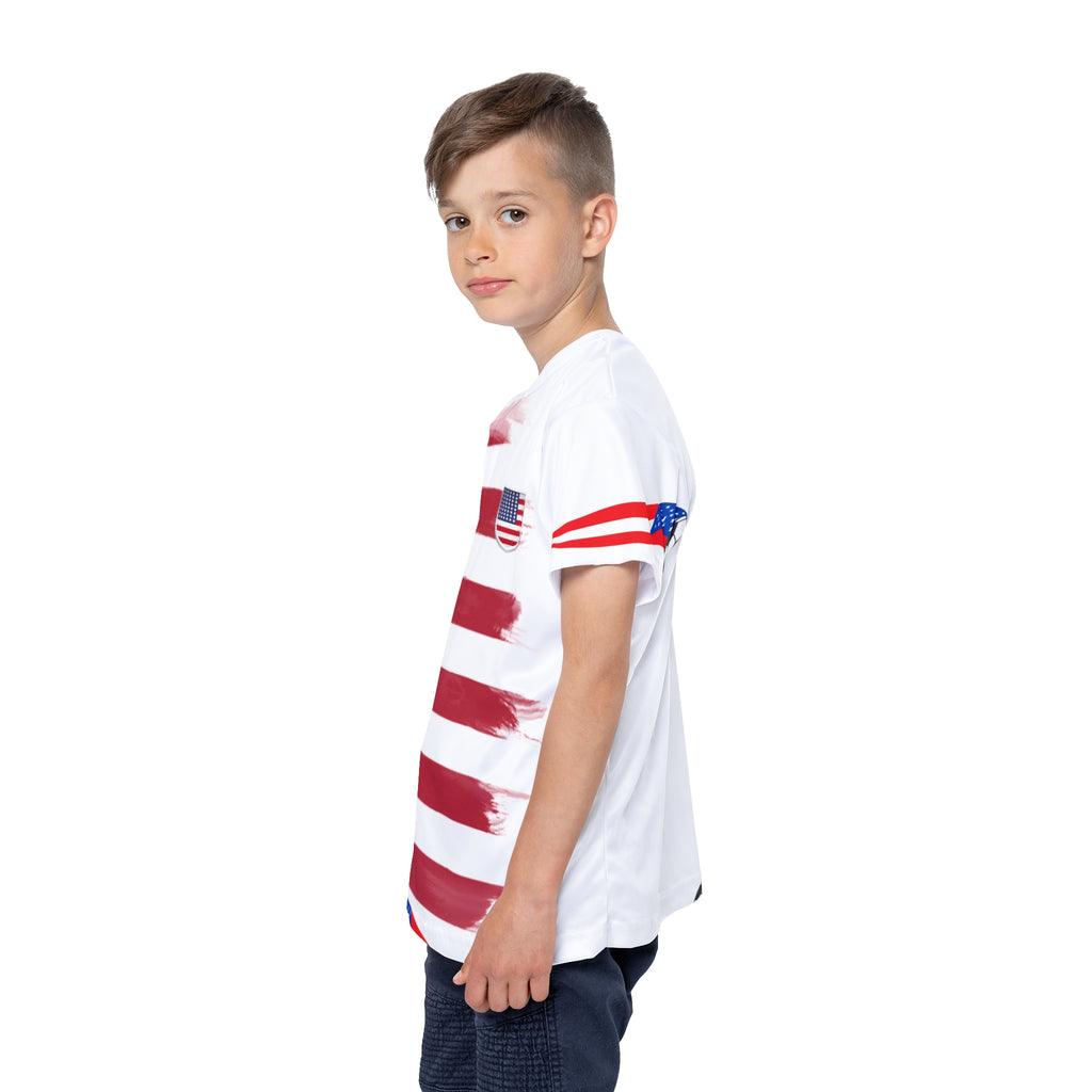 Kids USA Soccer Jersey — Patriotic Eagle & Stripes Youth Sports Shirt