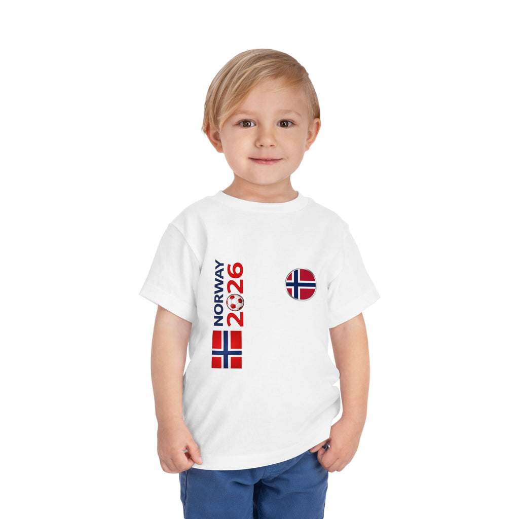 Norway 2026 Toddler Tee — Norwegian Flag Soccer Design