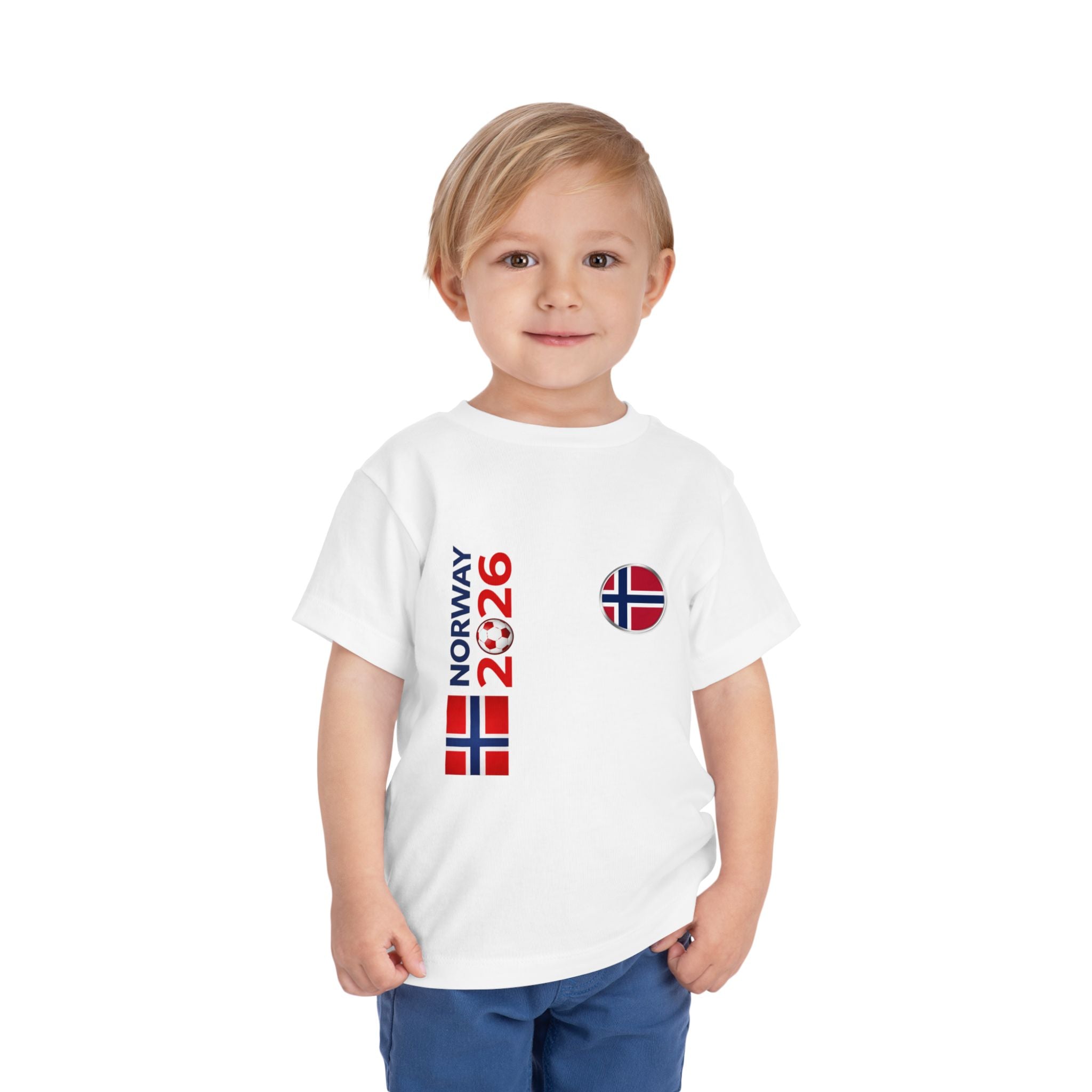 Norway 2026 Toddler Tee — Norwegian Flag Soccer Design