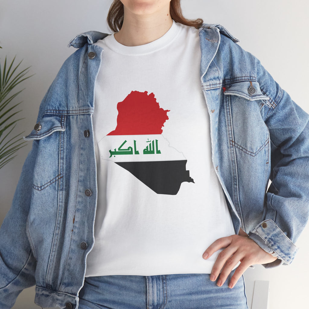 Iraq Flag Map T‑Shirt - Iraqi Pride Graphic Tee (Arabic 'Allahu Akbar')