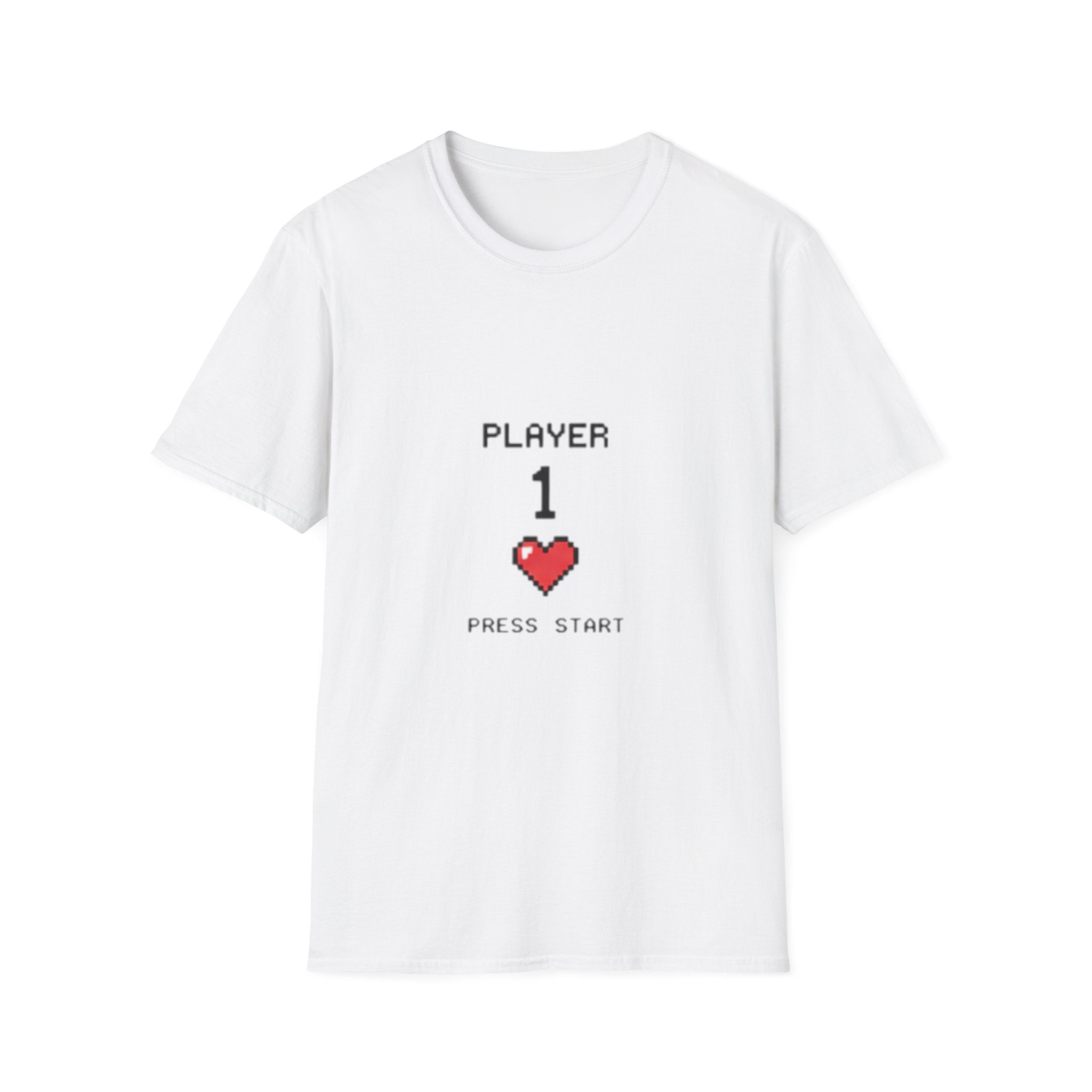 Player 1 T-Shirt — Retro Gamer 'Press Start' Heart Tee