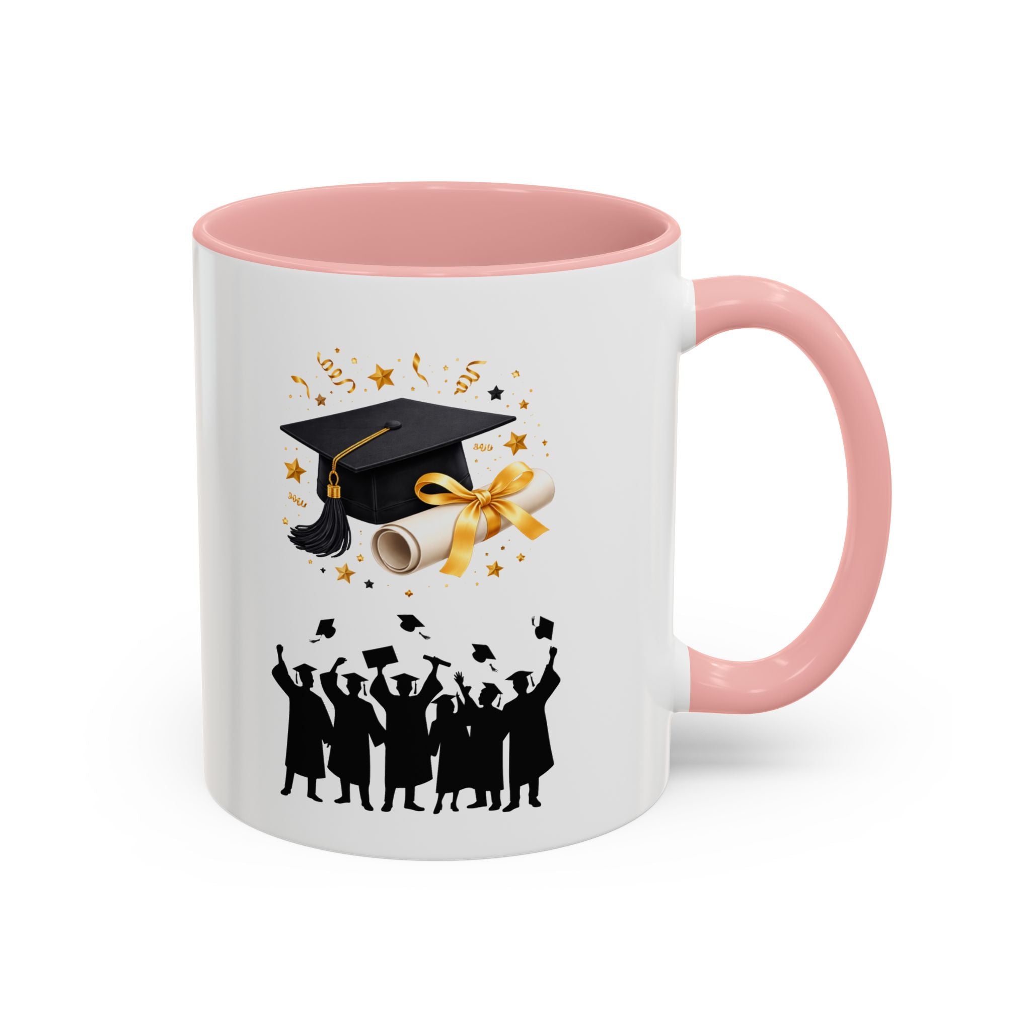 Graduation Celebration Coffee Mug — Cap, Diploma & Tossed Caps Design