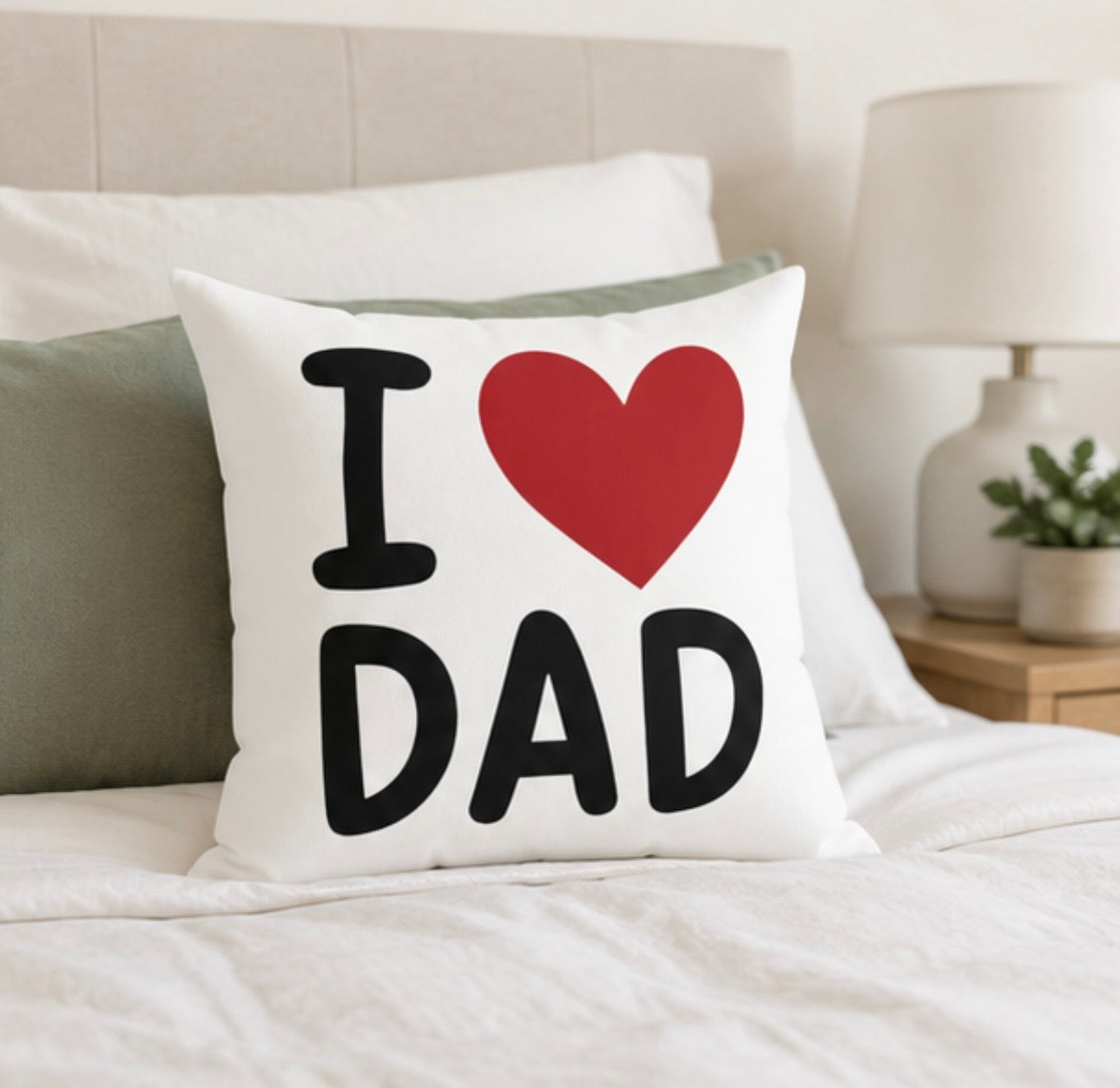 I Love Dad Decorative Pillow — Father’s Day Heart Throw Pillow