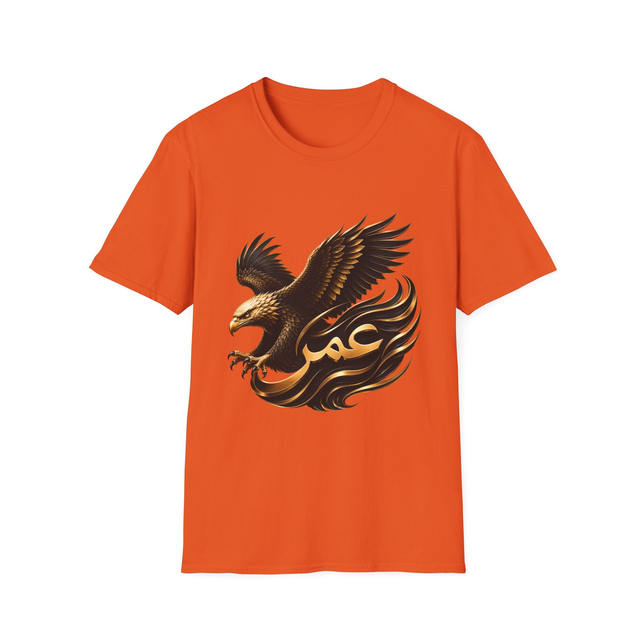 Eagle Arabic Omar Name Tee — Stylized Golden Eagle with 'عمر' Graphic