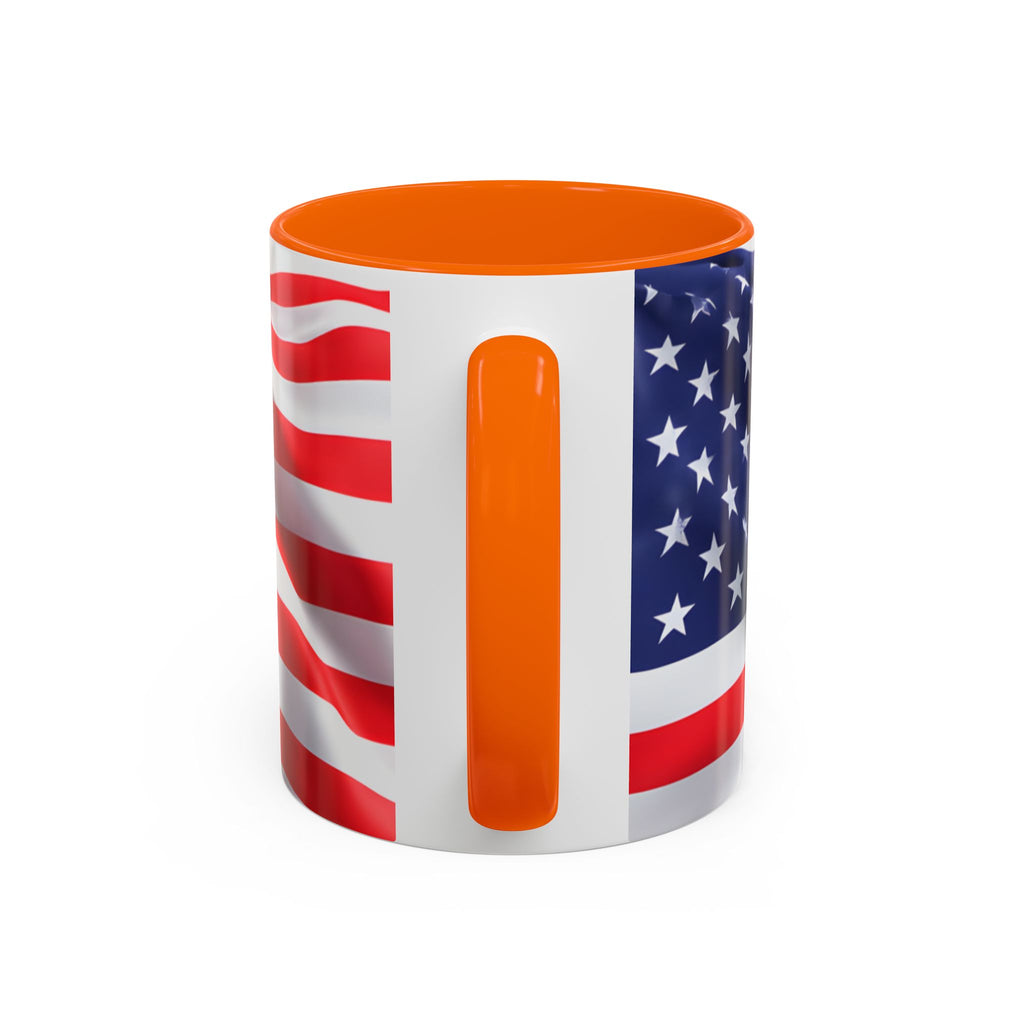 American Flag Accent Coffee Mug — Patriotic USA Stars & Stripes Ceramic Mug (11/15oz)