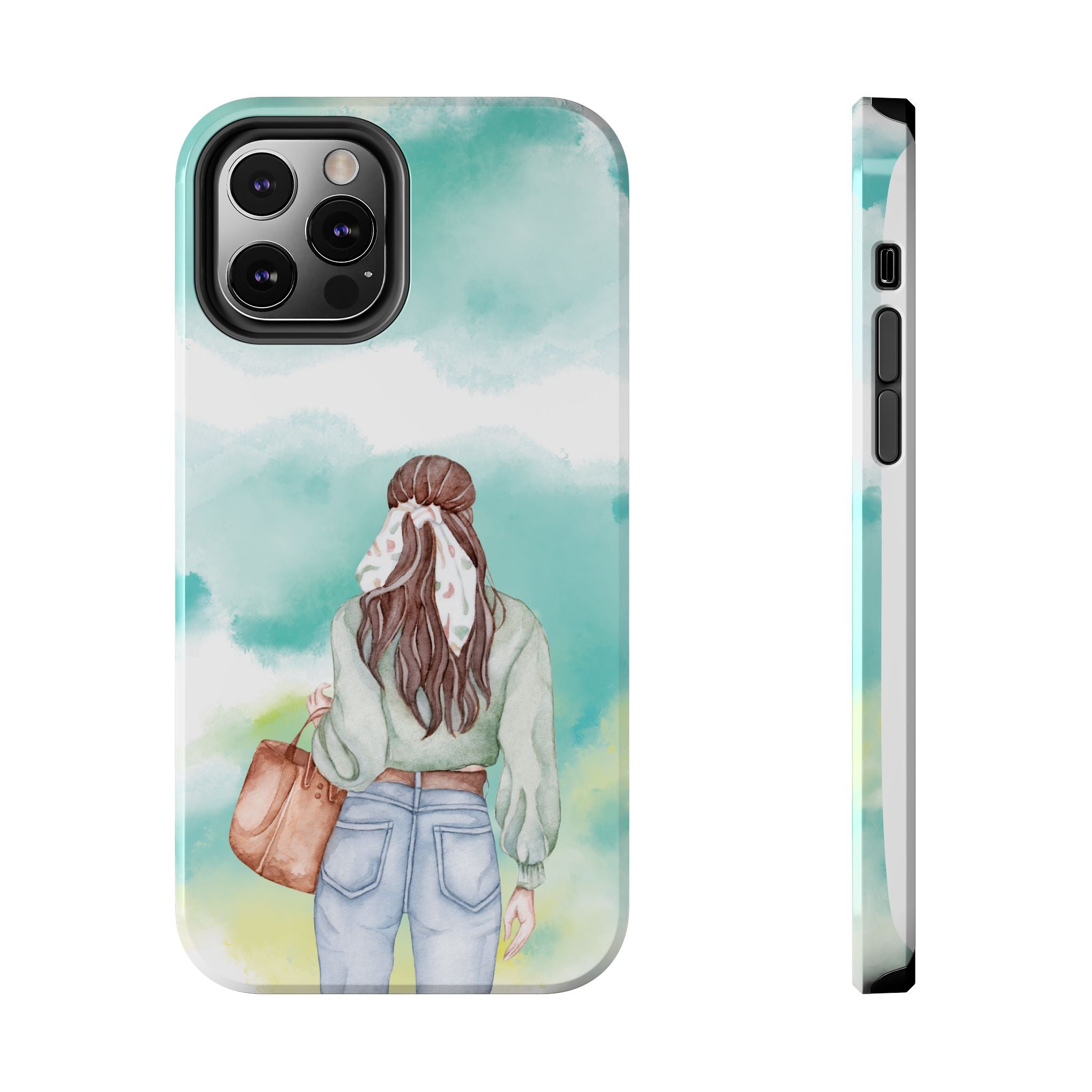 Watercolor Girl Tough Phone Case — Trendy Pastel Back-to-School Protective Cover