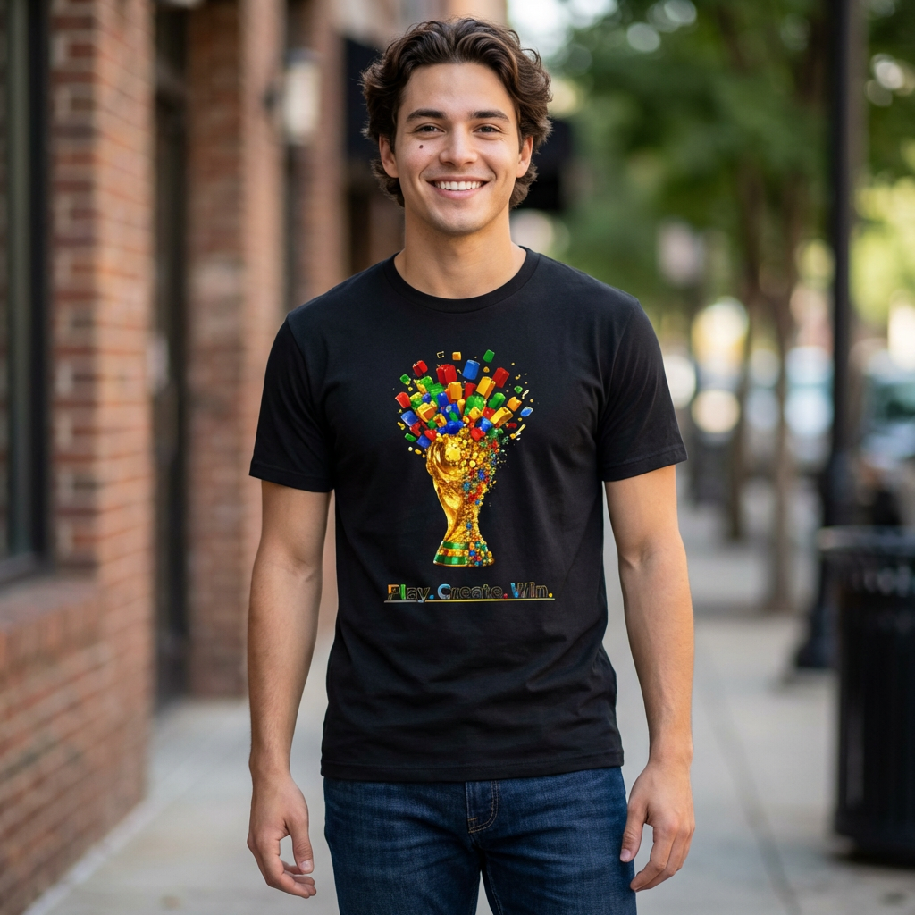 Lego Trophy T-Shirt — Colorful Soccer Celebration Tee