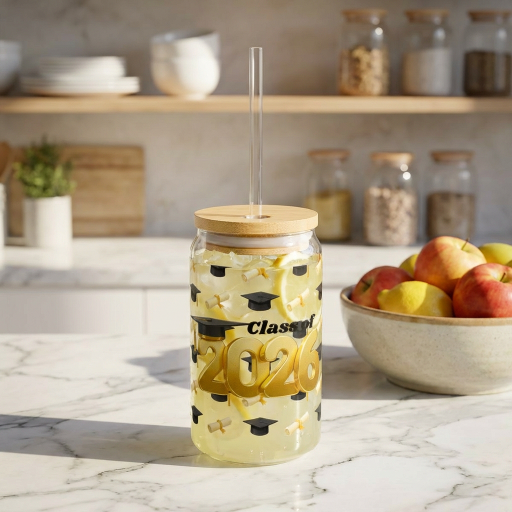 Graduation 2026 Sipper Glass – Class of 2026 Mason Tumbler with Straw