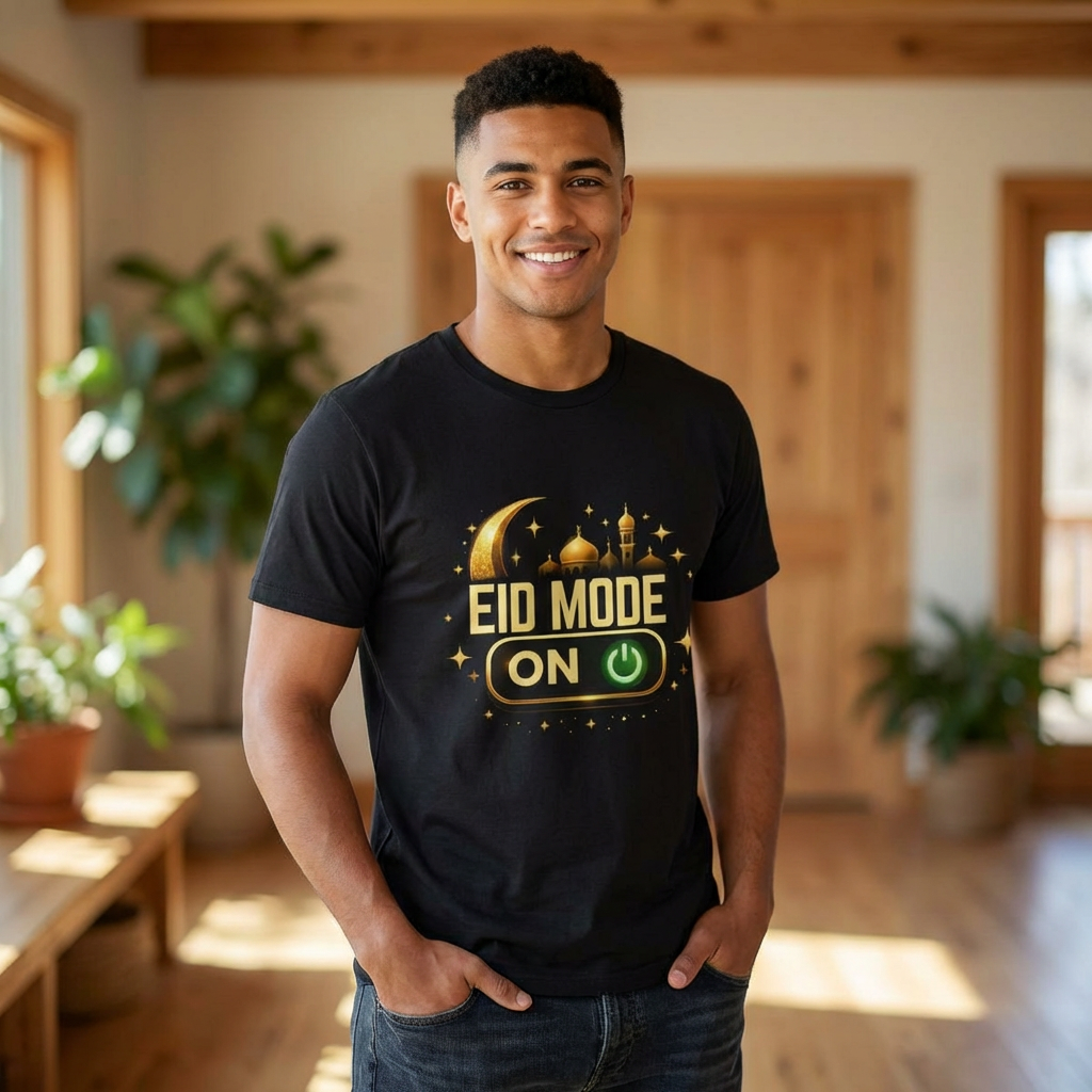 Eid Mode On T-Shirt — Festive Ramadan & Eid Celebration Tee